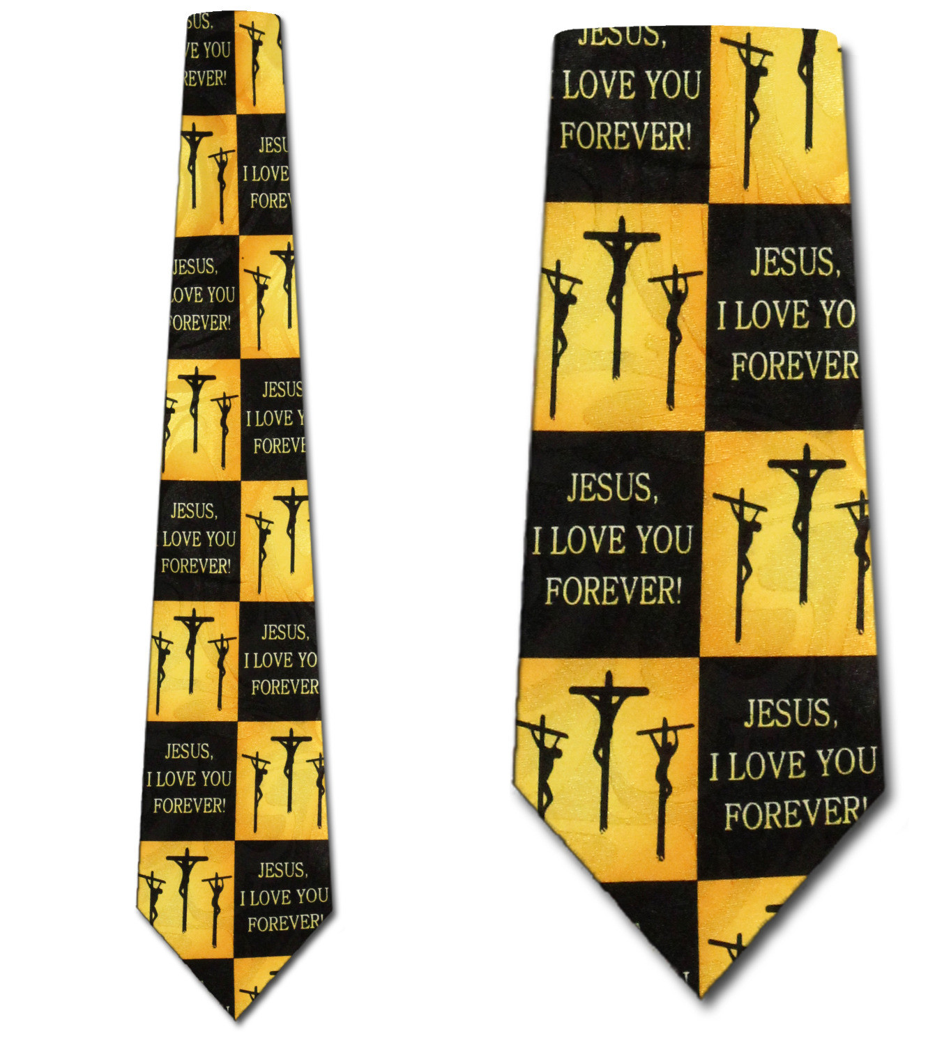 2309-100: Jesus Love you Forever Ties Three Crosses Crucifixion Neckties Black by Steven Harris at Abcties.com