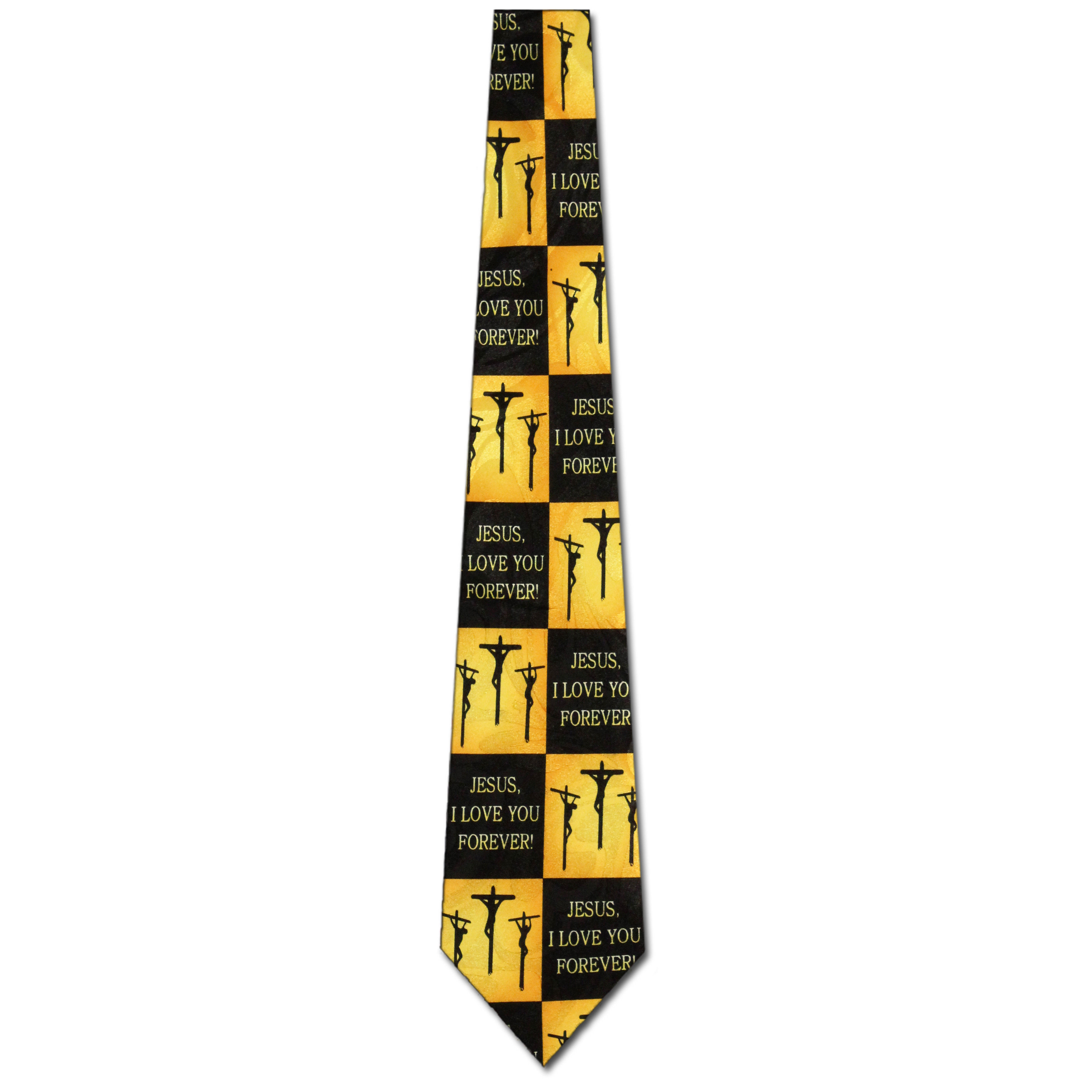 2309-100: Jesus Love you Forever Ties Three Crosses Crucifixion Neckties Black by Steven Harris at Abcties.com