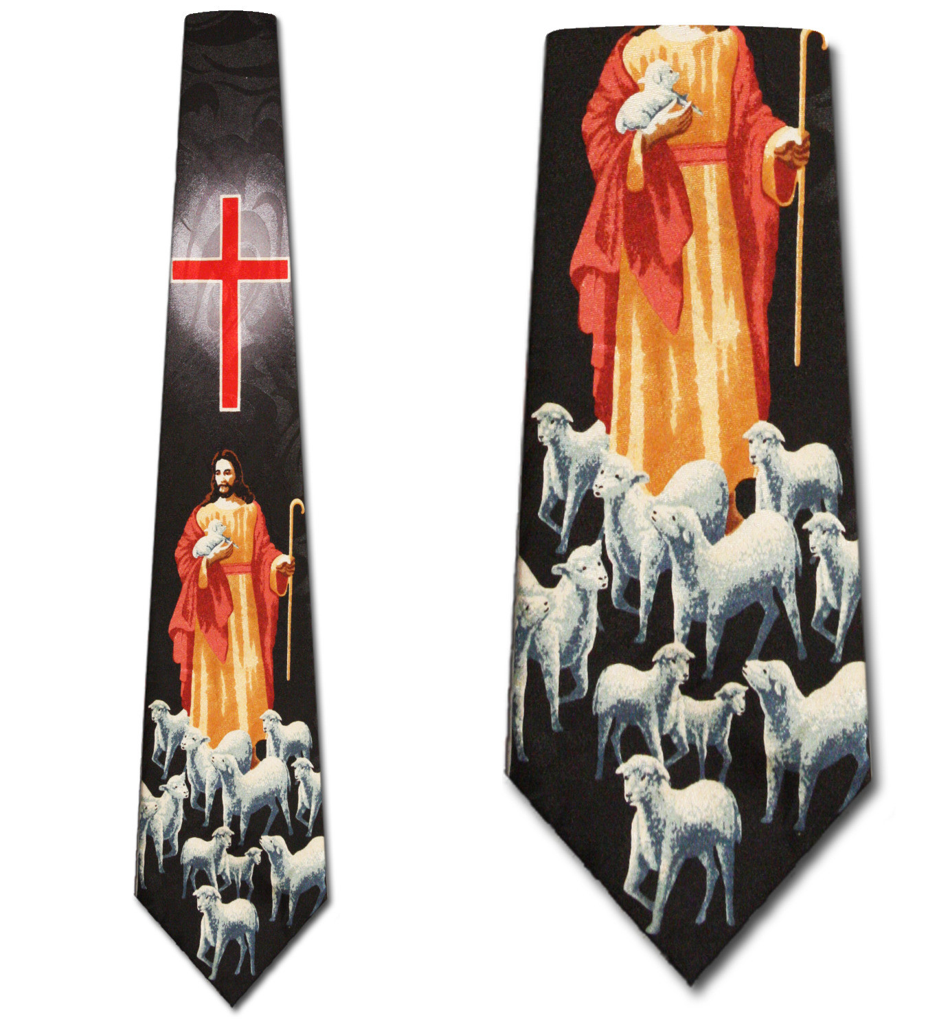 2310-100: Shepherd of his Sheep Ties Jesus Cross Lamp Neckties Black by Steven Harris at Abcties.com