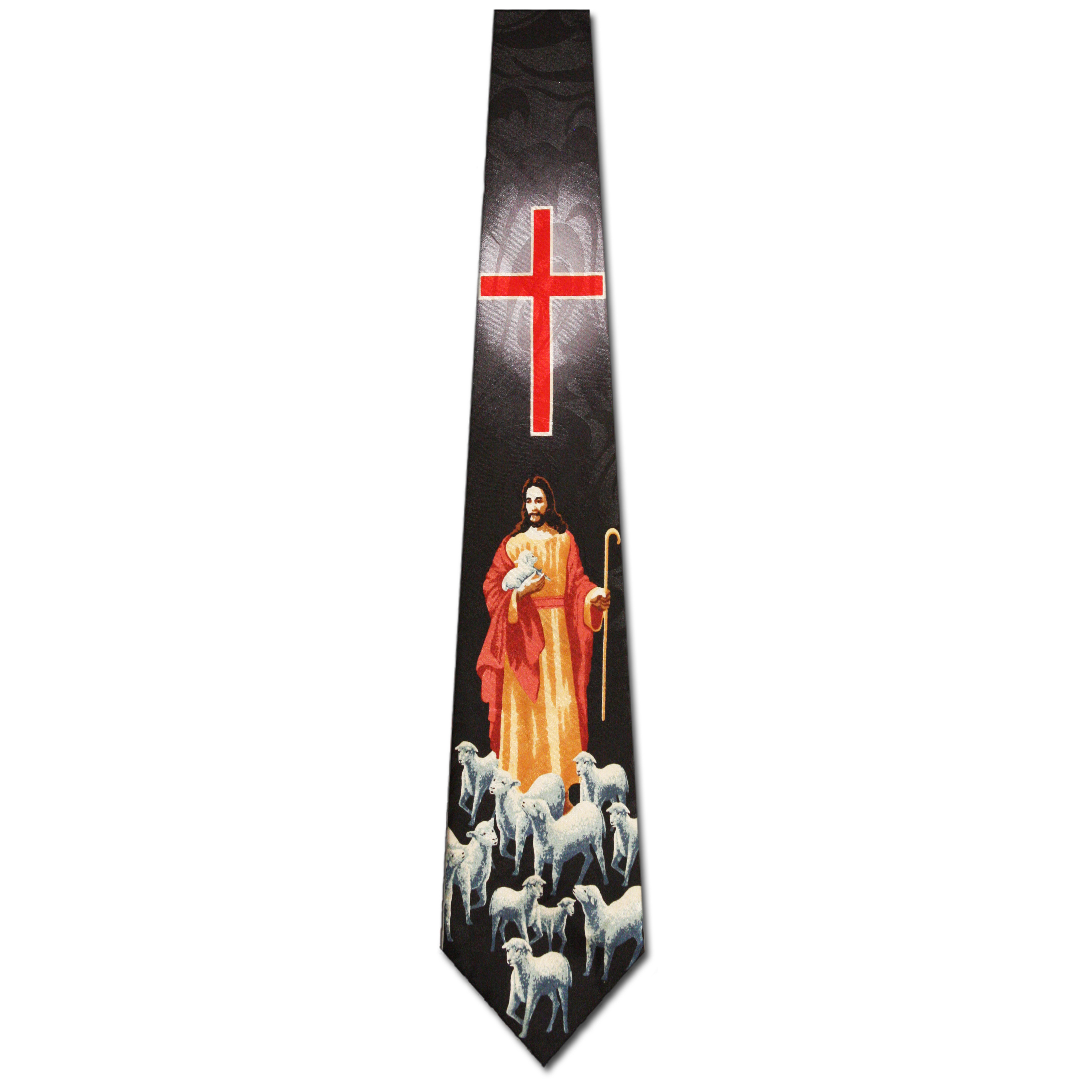 2310-100: Shepherd of his Sheep Ties Jesus Cross Lamp Neckties Black by Steven Harris at Abcties.com