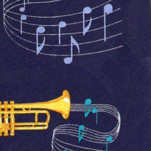 2312-102: Trumpet Neckties Horns Music Notes Ties Navy by Steven Harris at Abcties.com