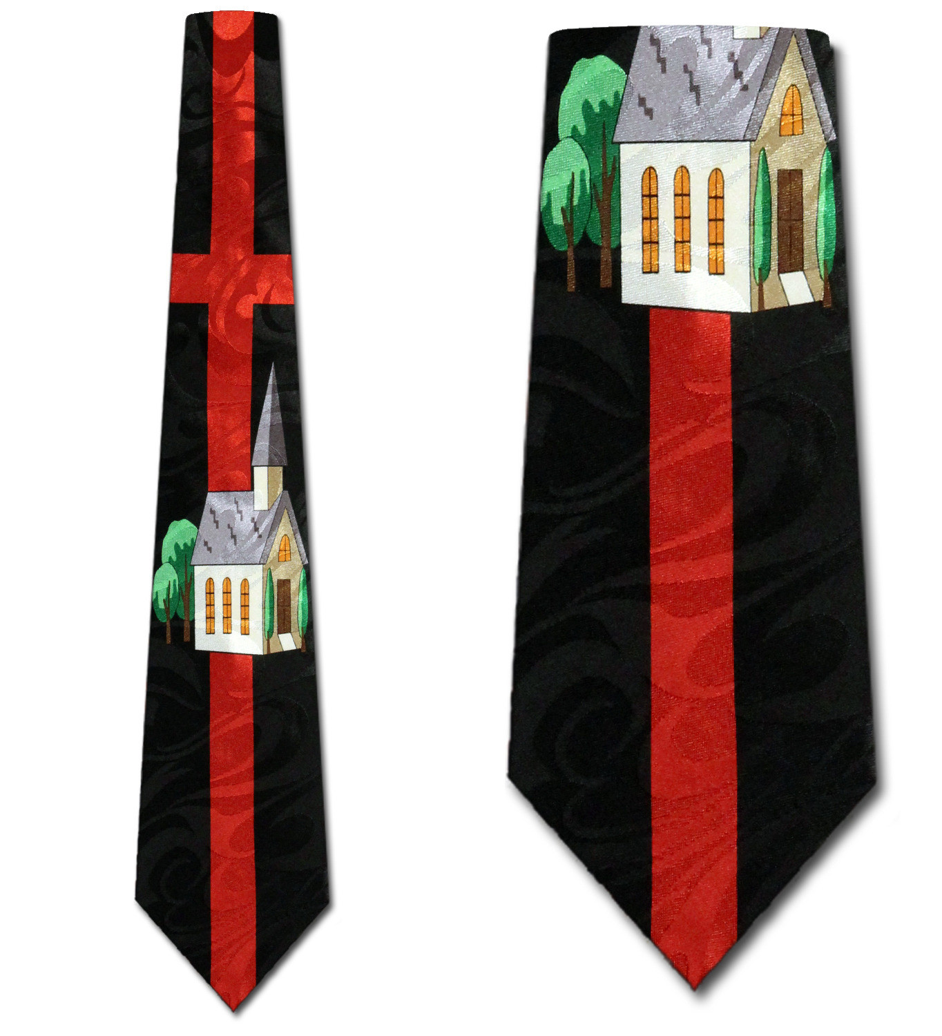 2318-100: Little Church Neckties Big Cross Tie Black by Steven Harris at Abcties.com