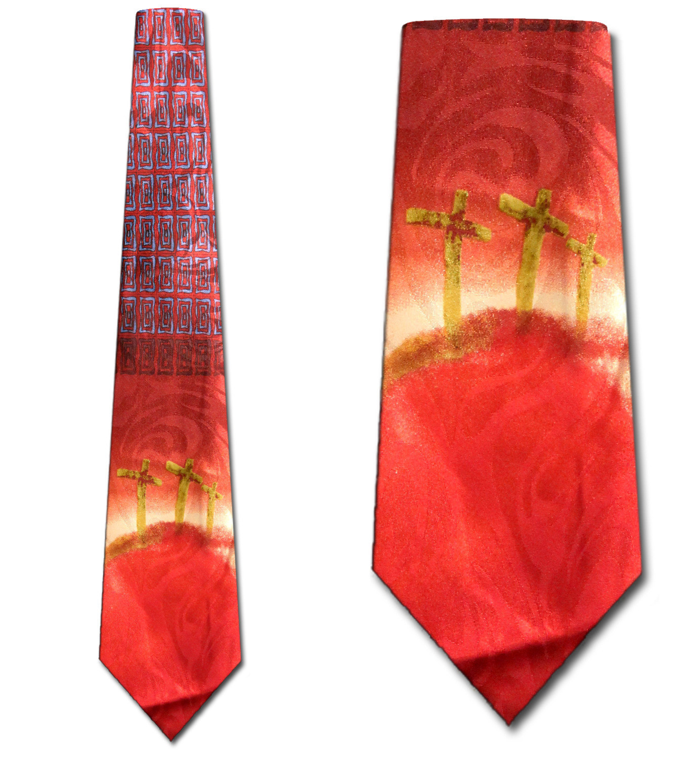 2319-104: Three Crosses Neckties Blood Red Religious Ties by Steven Harris at Abcties.com