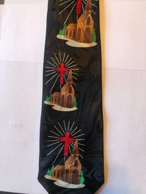 2329-100: Medium Church and Cross Repeat Ties Neckties Black by Steven Harris at Abcties.com