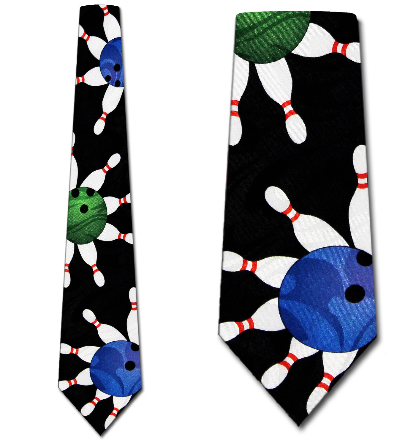 2334-100: Bowling Ball Ties Black Pins Balls Necktie by Steven Harris