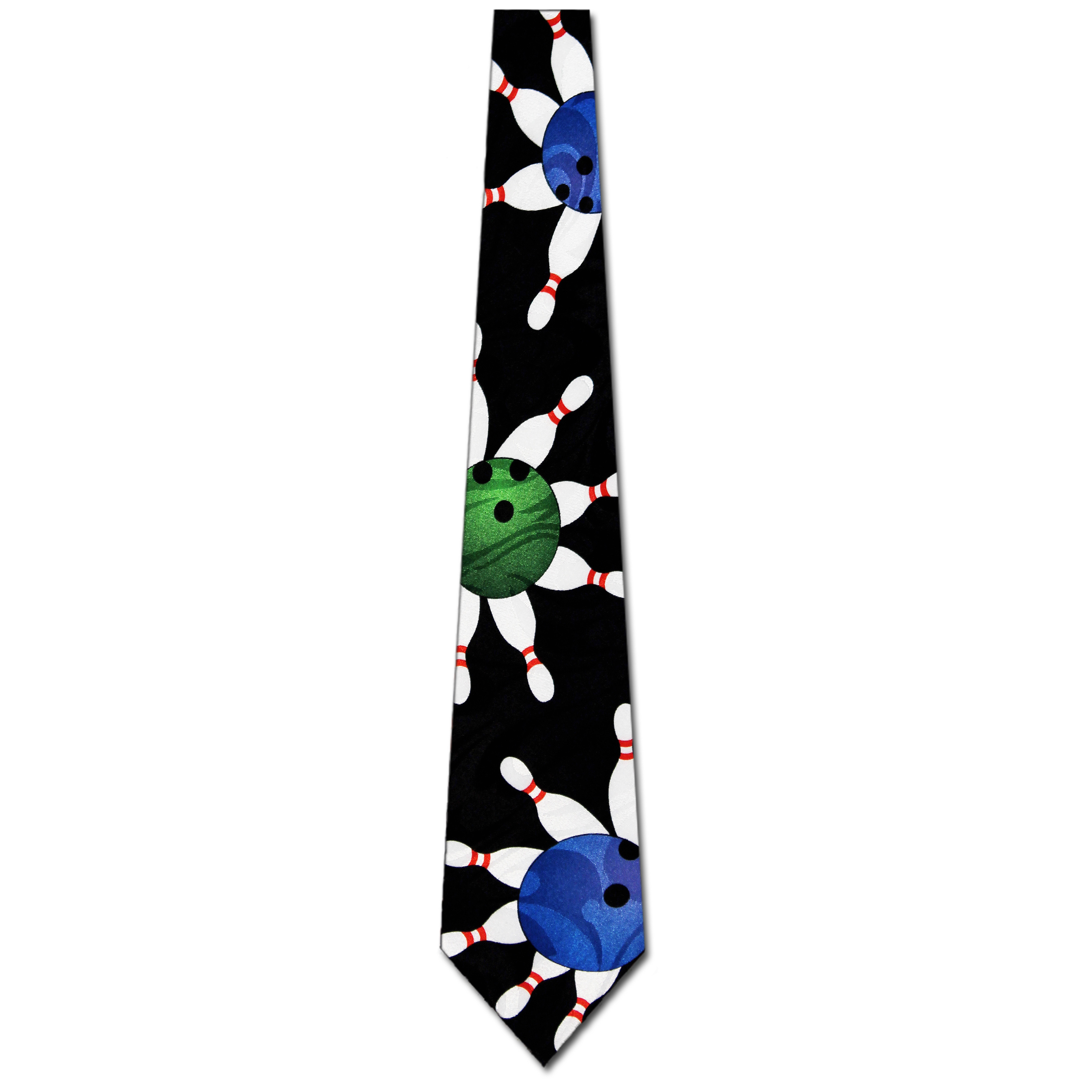 2334-100: Bowling Ball Ties Black Pins Balls Necktie by Steven Harris at Abcties.com