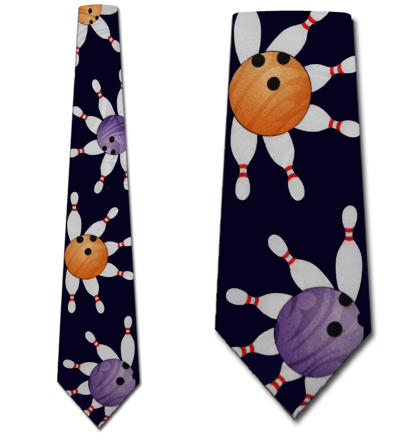 2334-102: Bowling Ball Ties Navy Pins Balls Necktie by Steven Harris