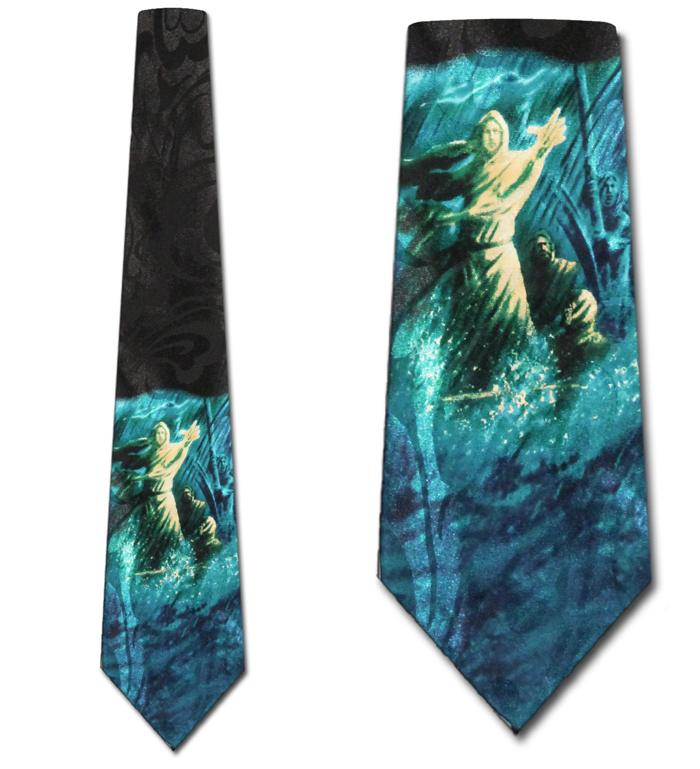 2337-100: Sea of Galilee Ties Jesus Calms the Storm Necktie Black by Steven Harris at Abcties.com