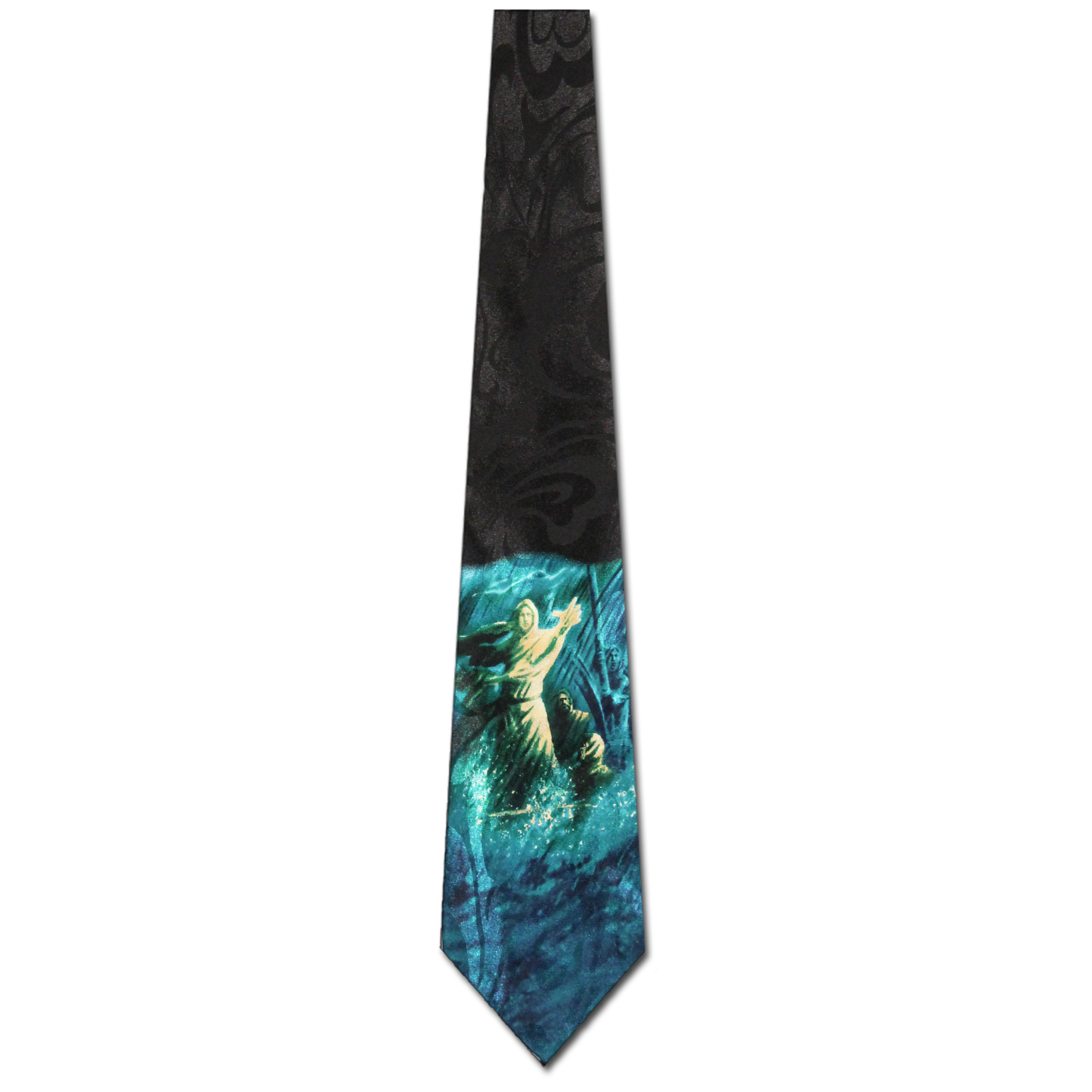 2337-100: Sea of Galilee Ties Jesus Calms the Storm Necktie Black by Steven Harris at Abcties.com
