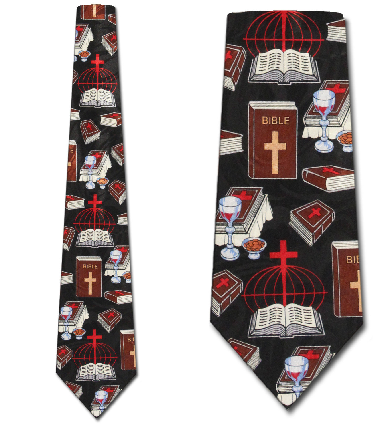 2339-100: Communion Neckties Bible Cross Wine Bread Ties Black by Steven Harris at Abcties.com