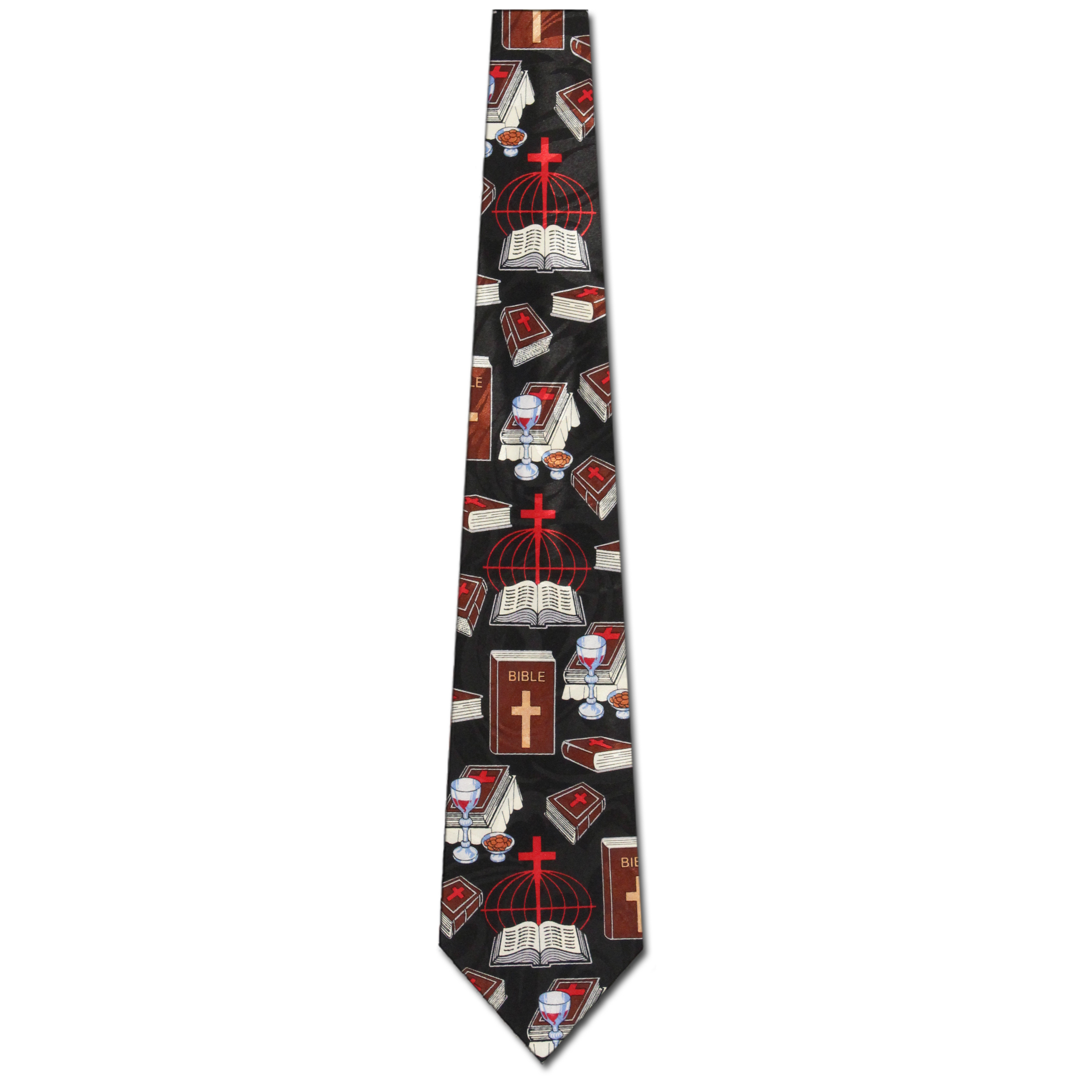 2339-100: Communion Neckties Bible Cross Wine Bread Ties Black by Steven Harris at Abcties.com