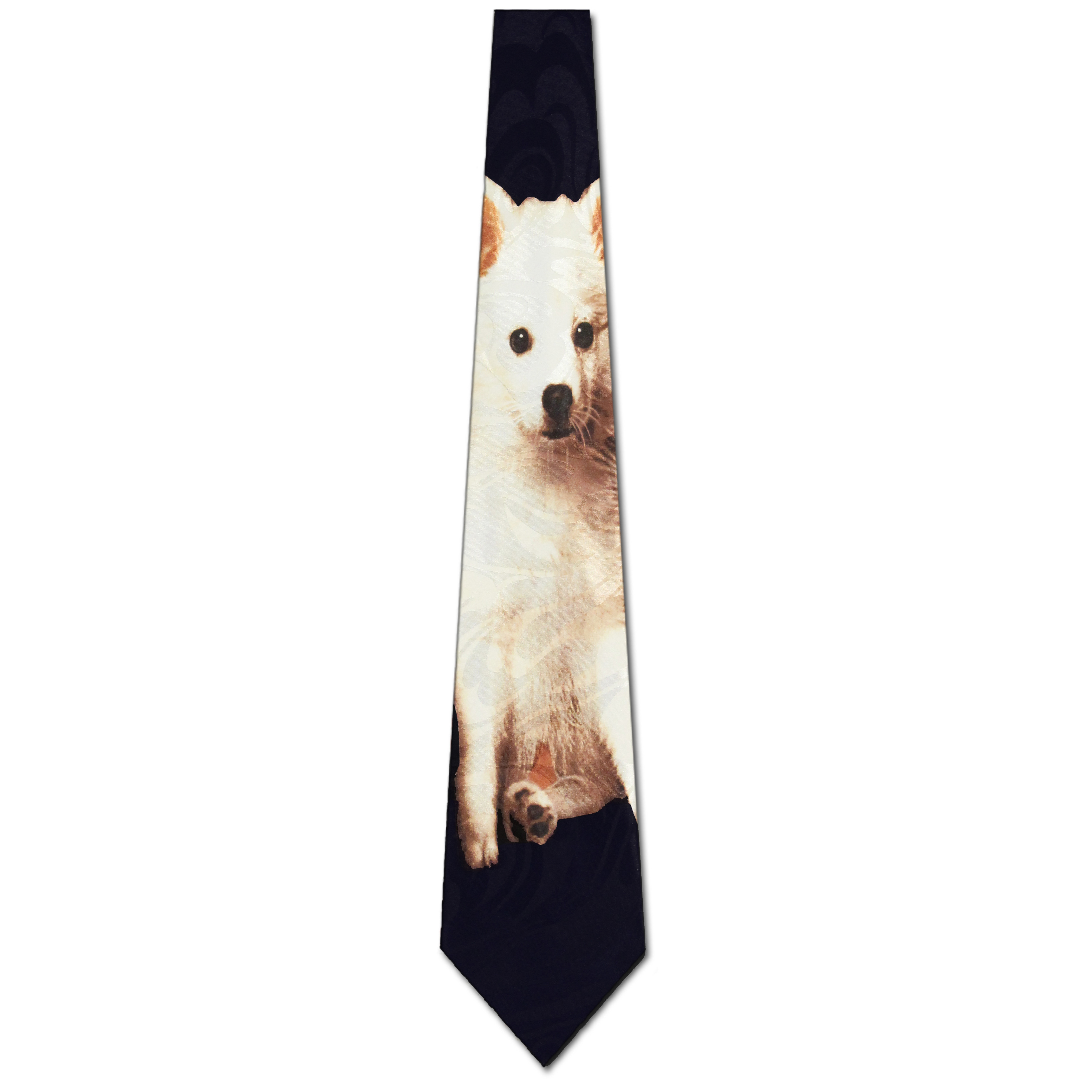 2341-100: Dog Ties Black White Samoyed Necktie by Steven Harris at Abcties.com