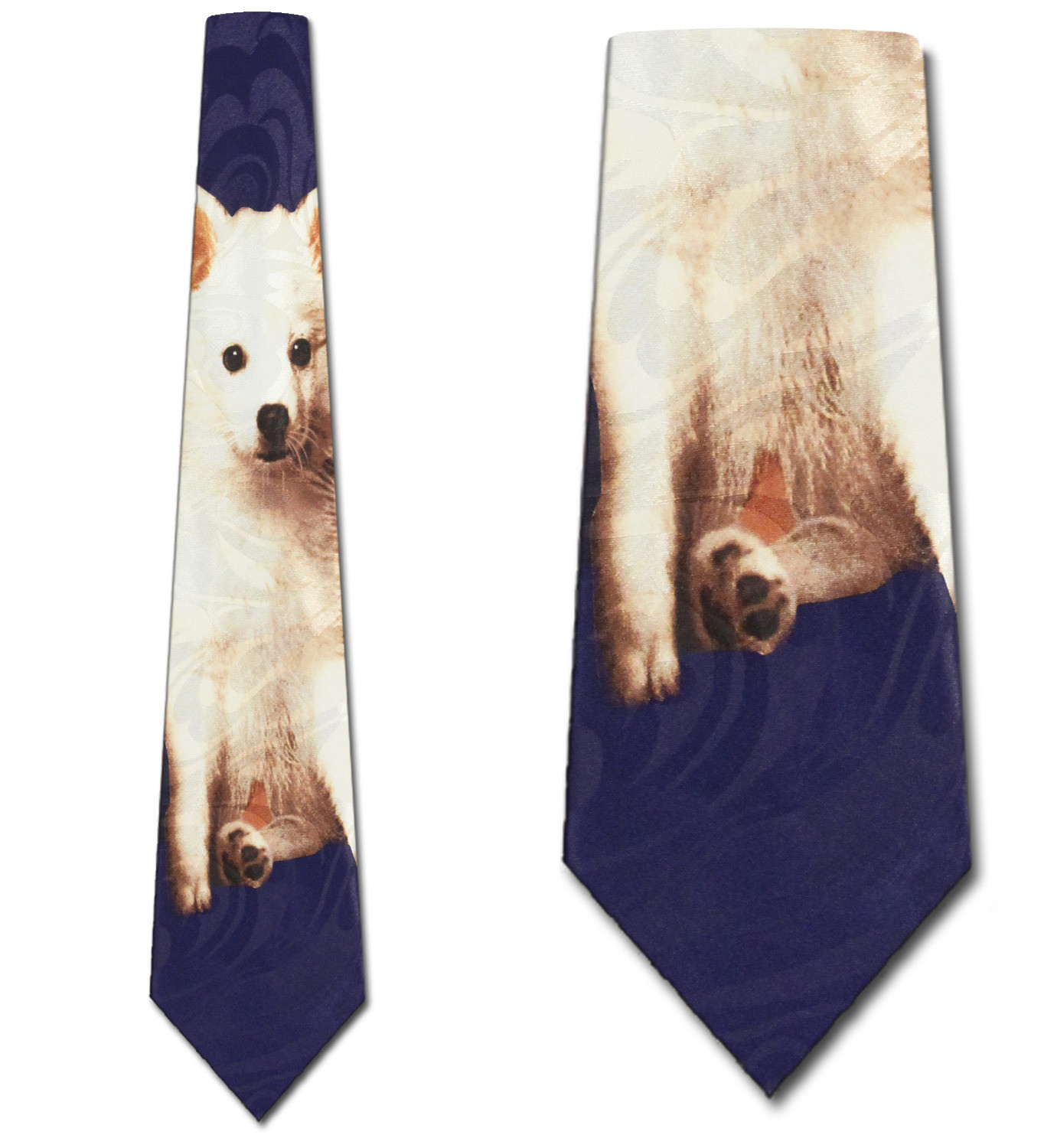 2341-102: Dog Ties Navy White Samoyed Necktie by Steven Harris