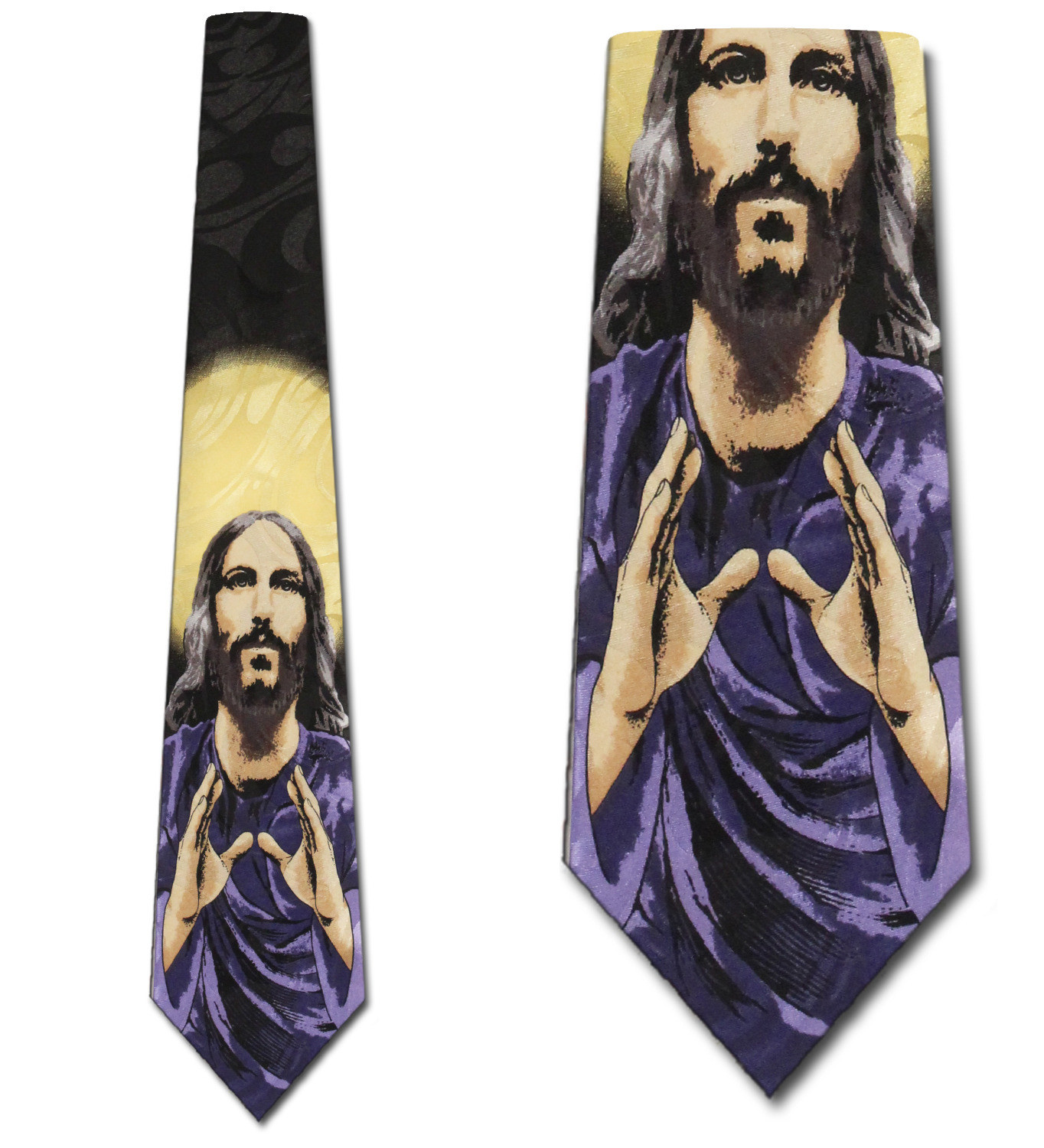 2350-100: Portrait of Jesus Tie Neckties Black by Steven Harris at Abcties.com
