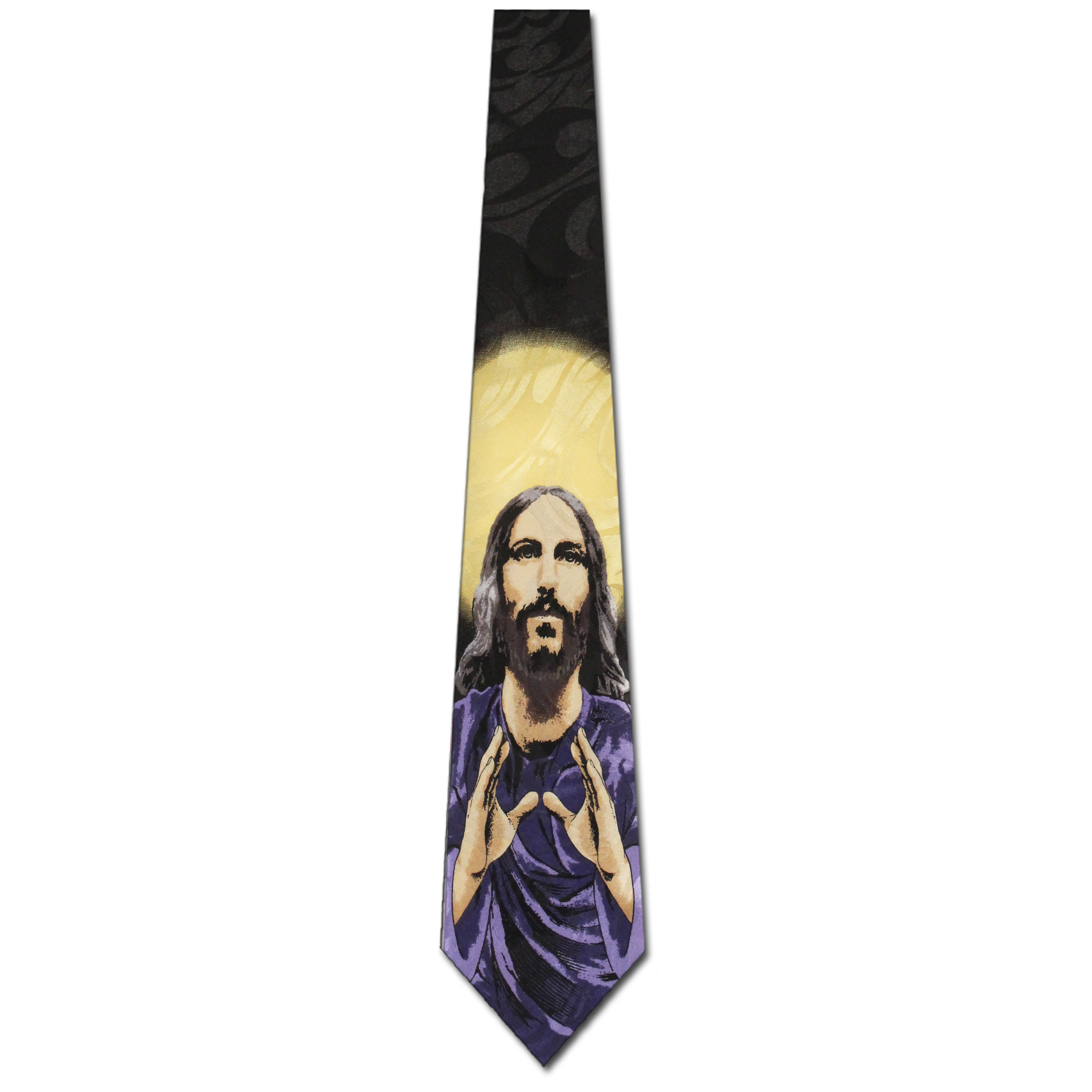 2350-100: Portrait of Jesus Tie Neckties Black by Steven Harris at Abcties.com