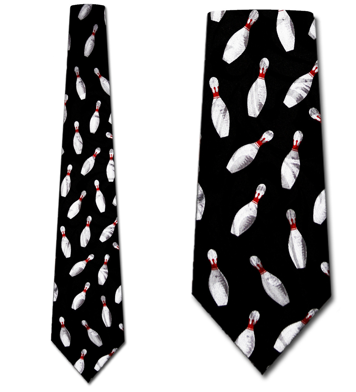 2355-100: Bowling Pins Tie Black Bowl Pin Neckties by Steven Harris