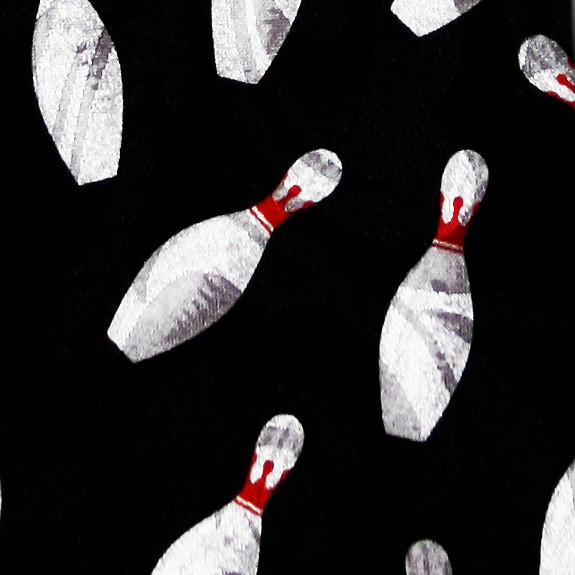 2355-100: Bowling Pins Tie Black Bowl Pin Neckties by Steven Harris