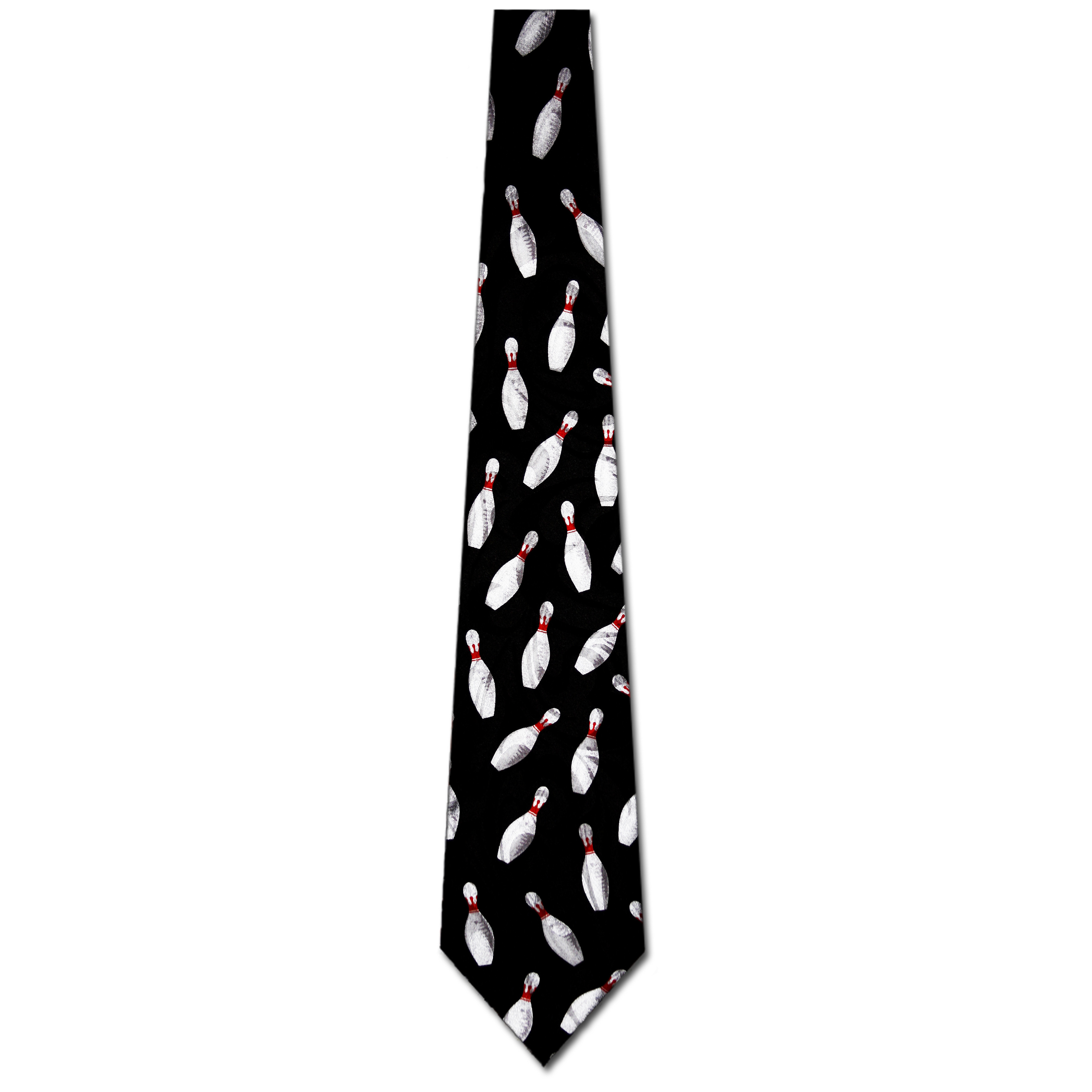 2355-100: Bowling Pins Tie Black Bowl Pin Neckties by Steven Harris at Abcties.com