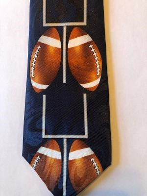 2402-102: Foot Ball Goal Posts Tie Navy Football Neckties by Steven Harris