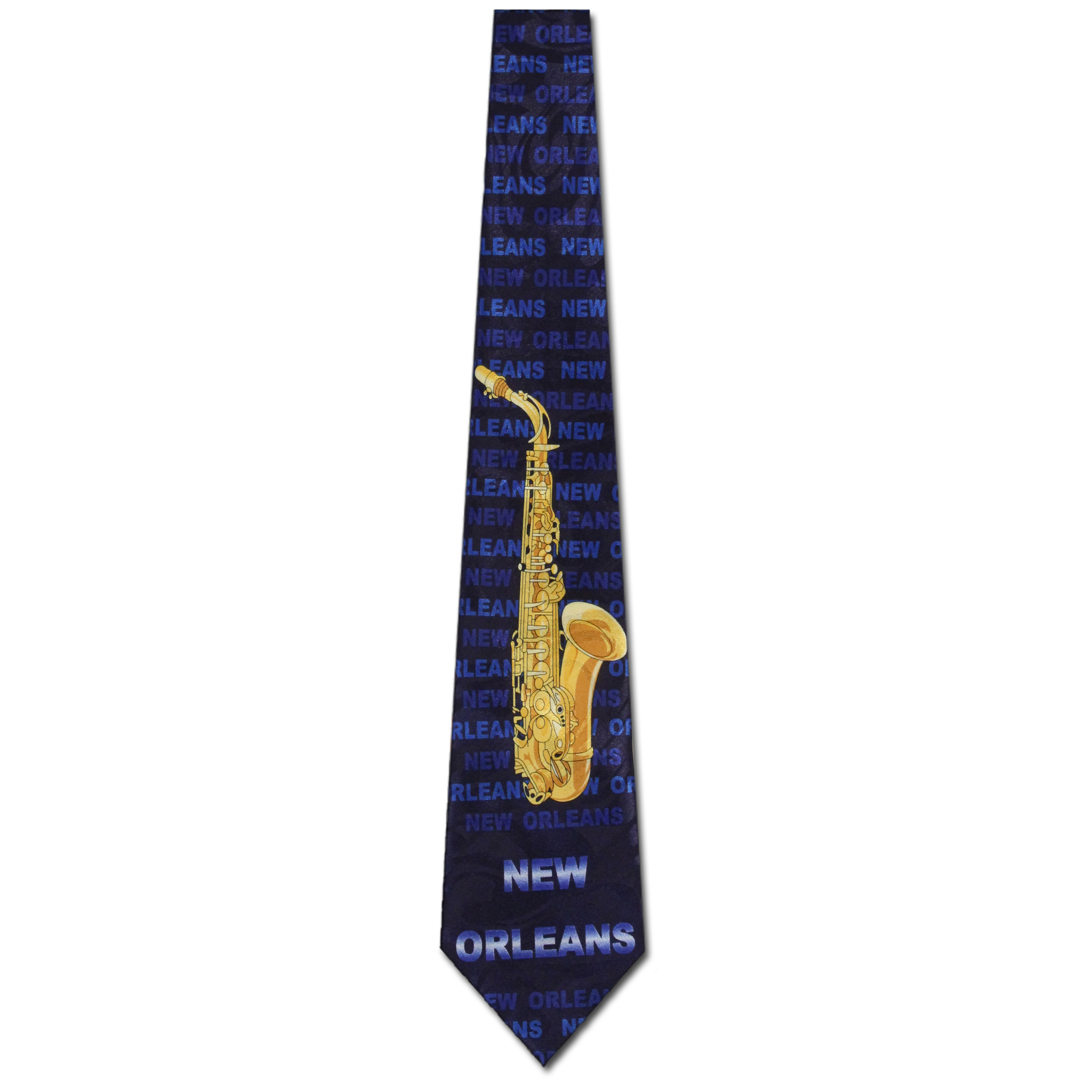 2409-102: New Orleans Saxophone Ties NOLA Music Jazz Neckties Navy by Steven Harris at Abcties.com