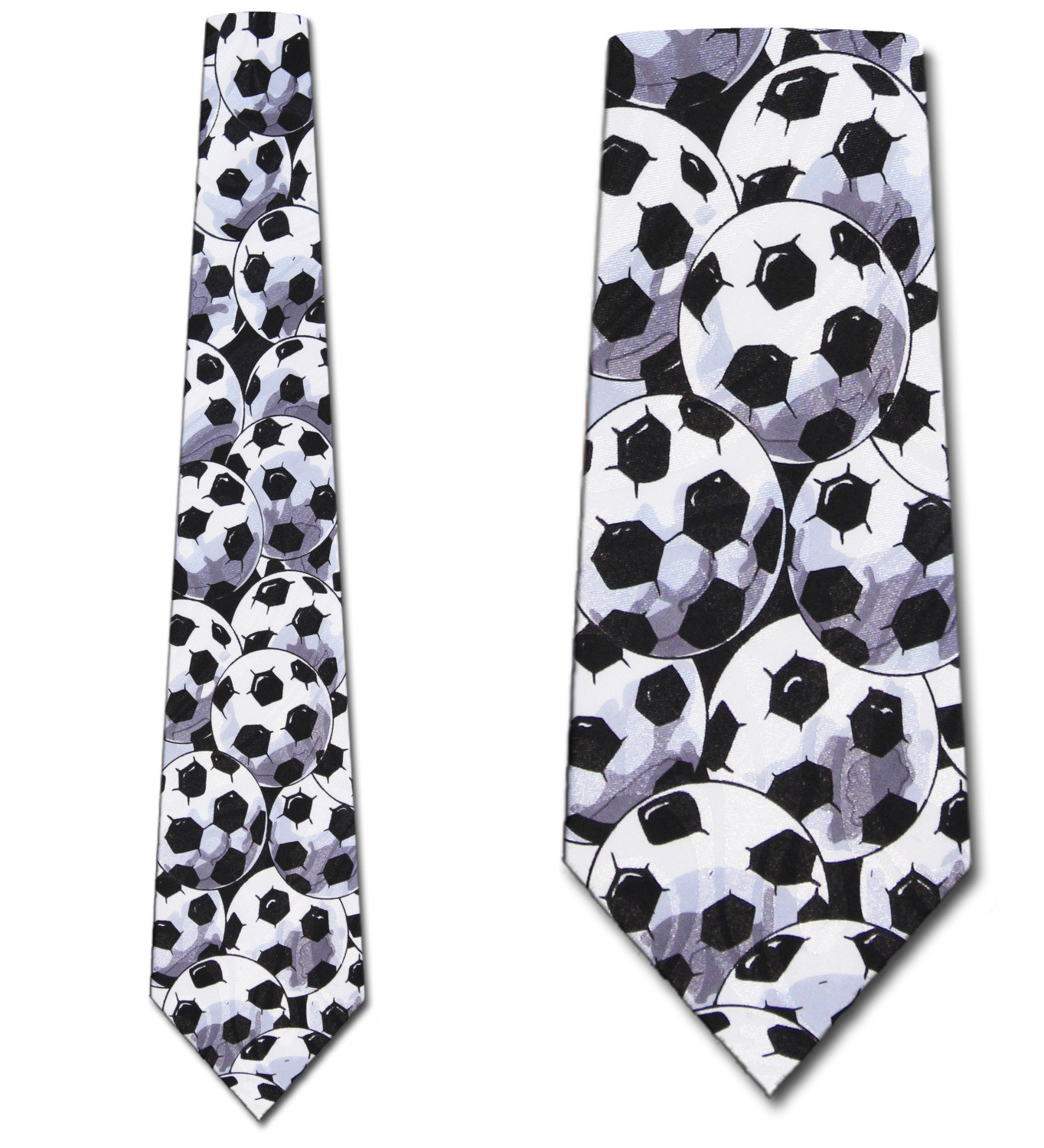 242-100: Soccer Ties Black Balls Allover Necktie by Steven Harris