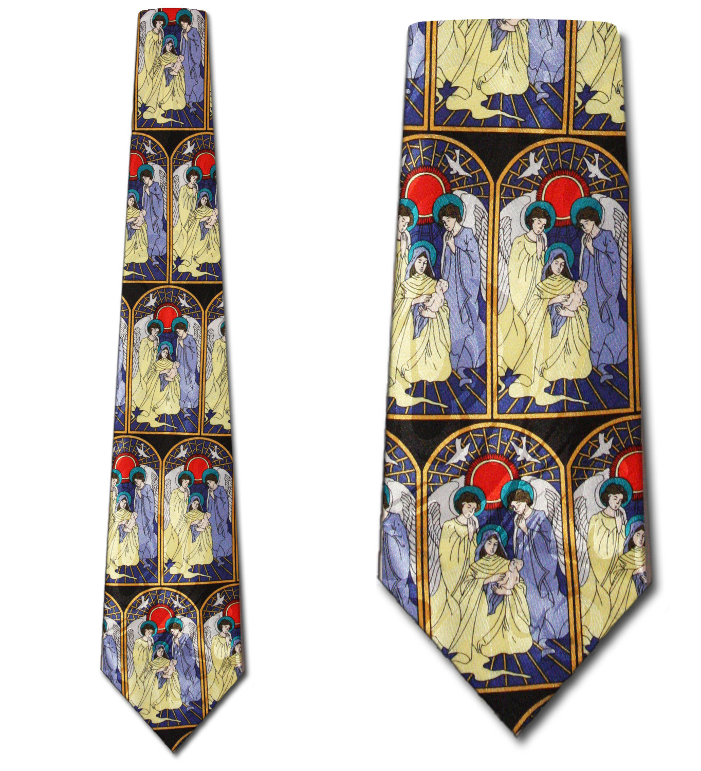 2423-102: Birth of Jesus Neckties Stained Glass Ties Navy by Steven Harris at Abcties.com