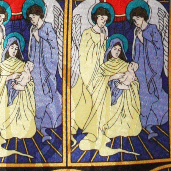 2423-102: Birth of Jesus Neckties Stained Glass Ties Navy by Steven Harris at Abcties.com