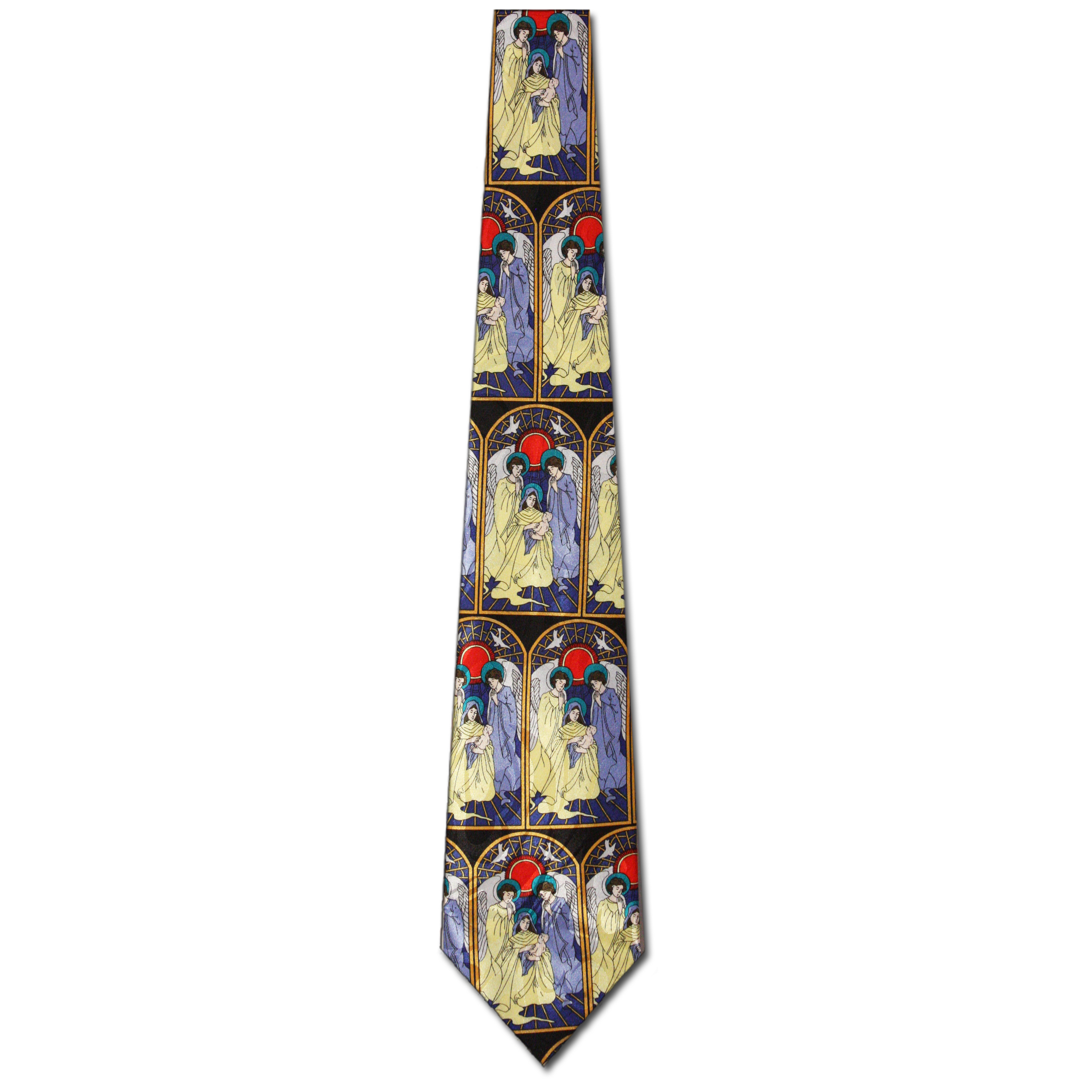 2423-102: Birth of Jesus Neckties Stained Glass Ties Navy by Steven Harris at Abcties.com