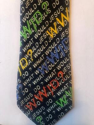 2424-100: What would Jesus do Ties WWJD Neckties Black by Steven Harris at Abcties.com