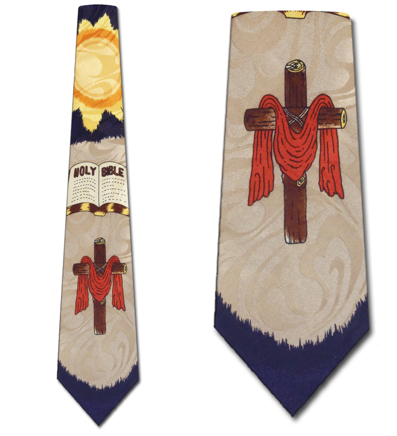 2428-102: Holy Bible Ties Sun and Cross Neckties Navy by Steven Harris at Abcties.com