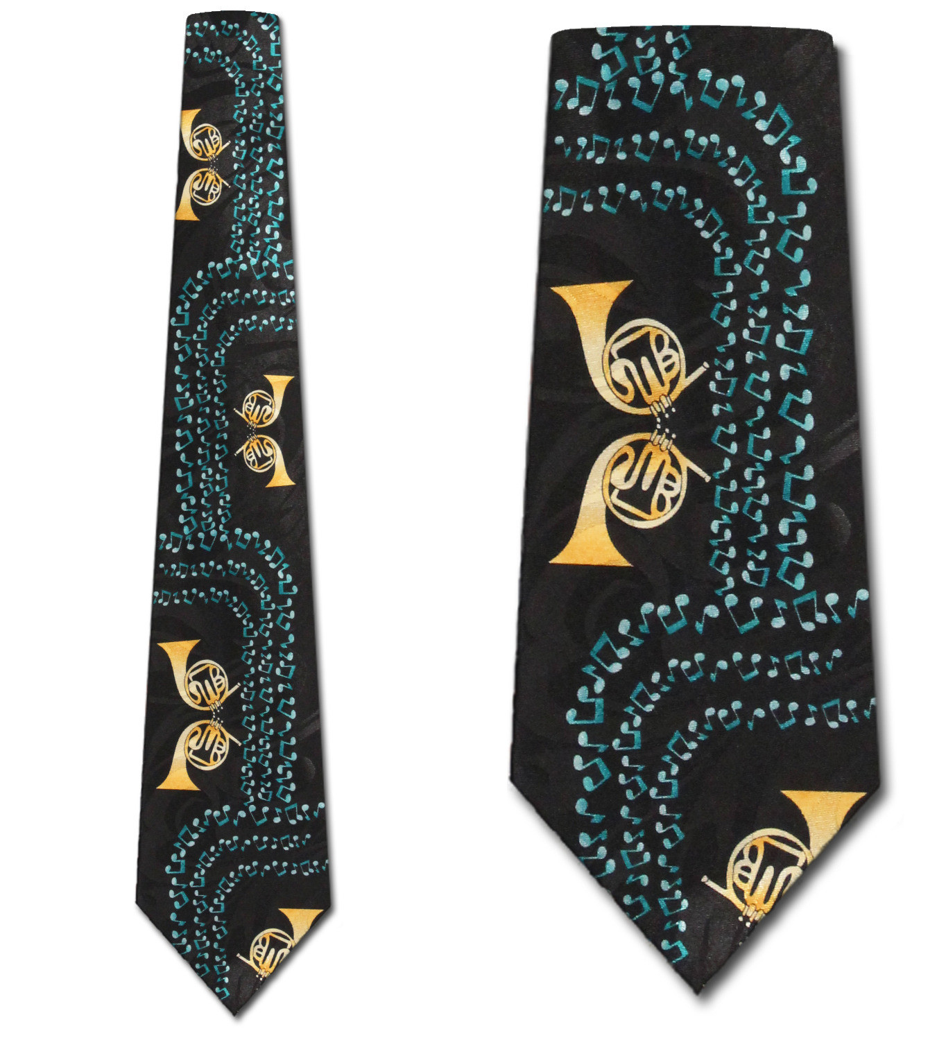 2431-100: French Horn Neckties Music Notes Tie by Steven Harris