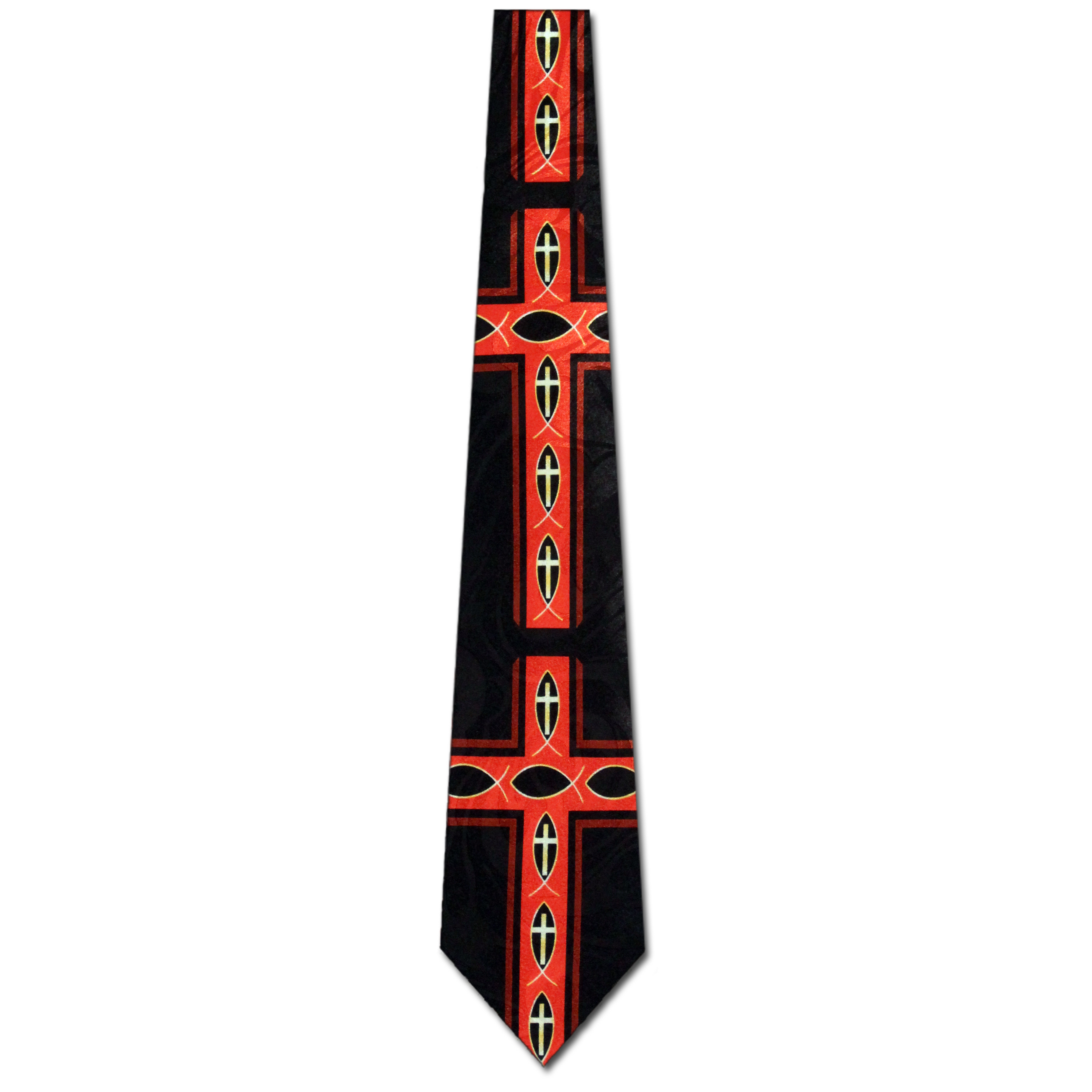 2436-100: Large Crosses Ichthys Ties Religious Jesus Fish Neckties Black by Steven Harris at Abcties.com
