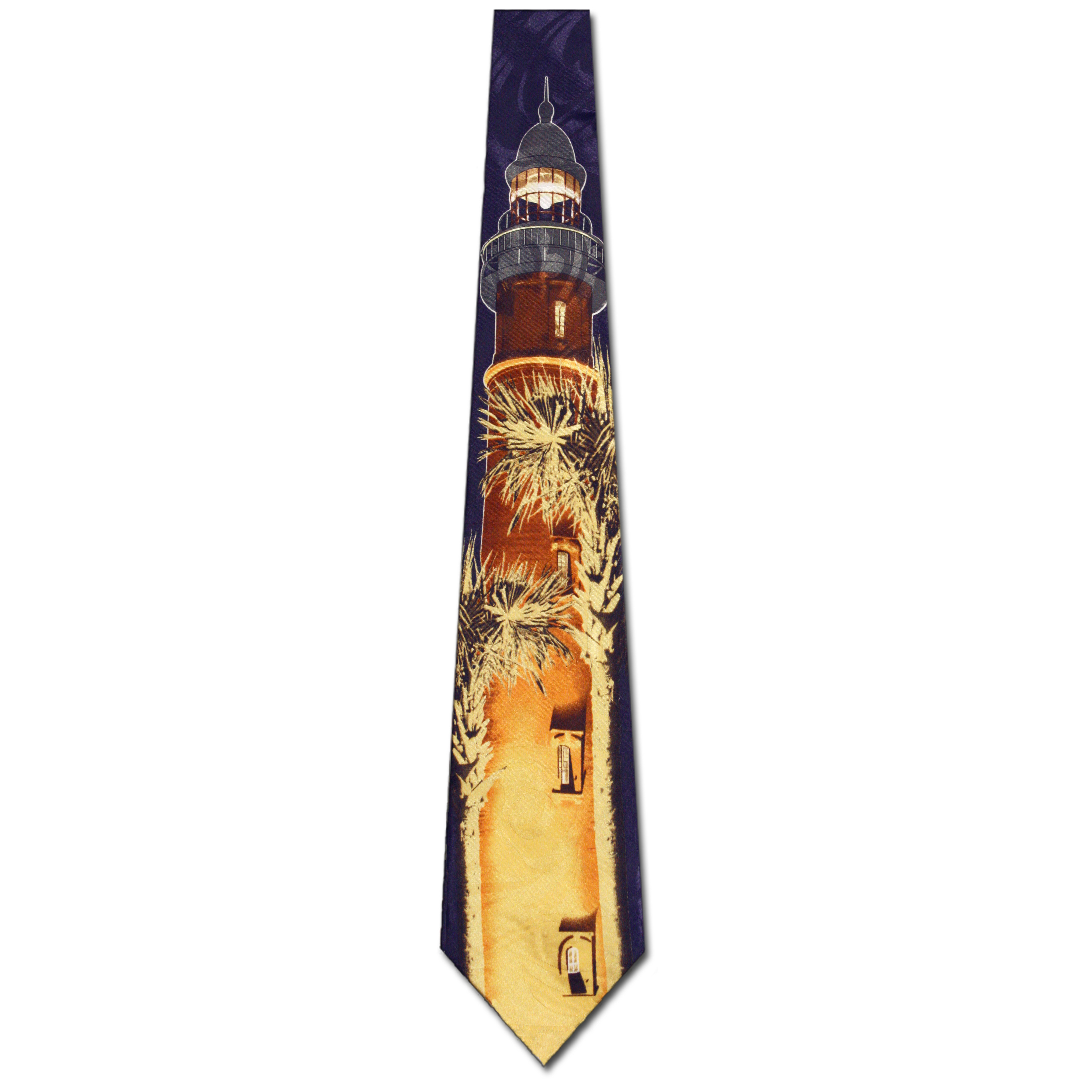 2442-102: Lighthouse Ties Palm Tree Night Neckties Navy by Steven Harris at Abcties.com