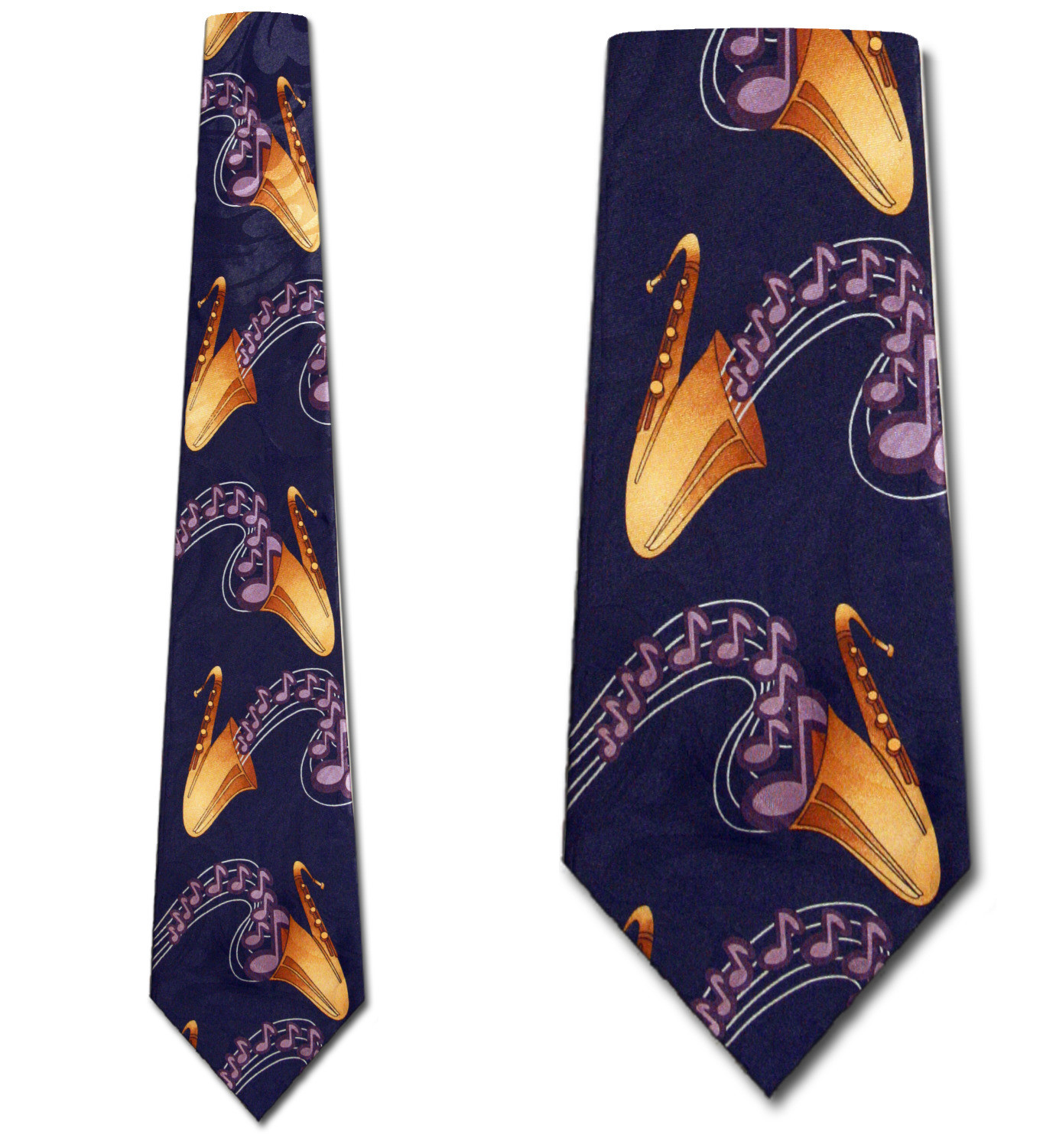 2443-102: Saxophones Playing Music Tie Musical Notes Neckties Navy by Steven Harris at Abcties.com