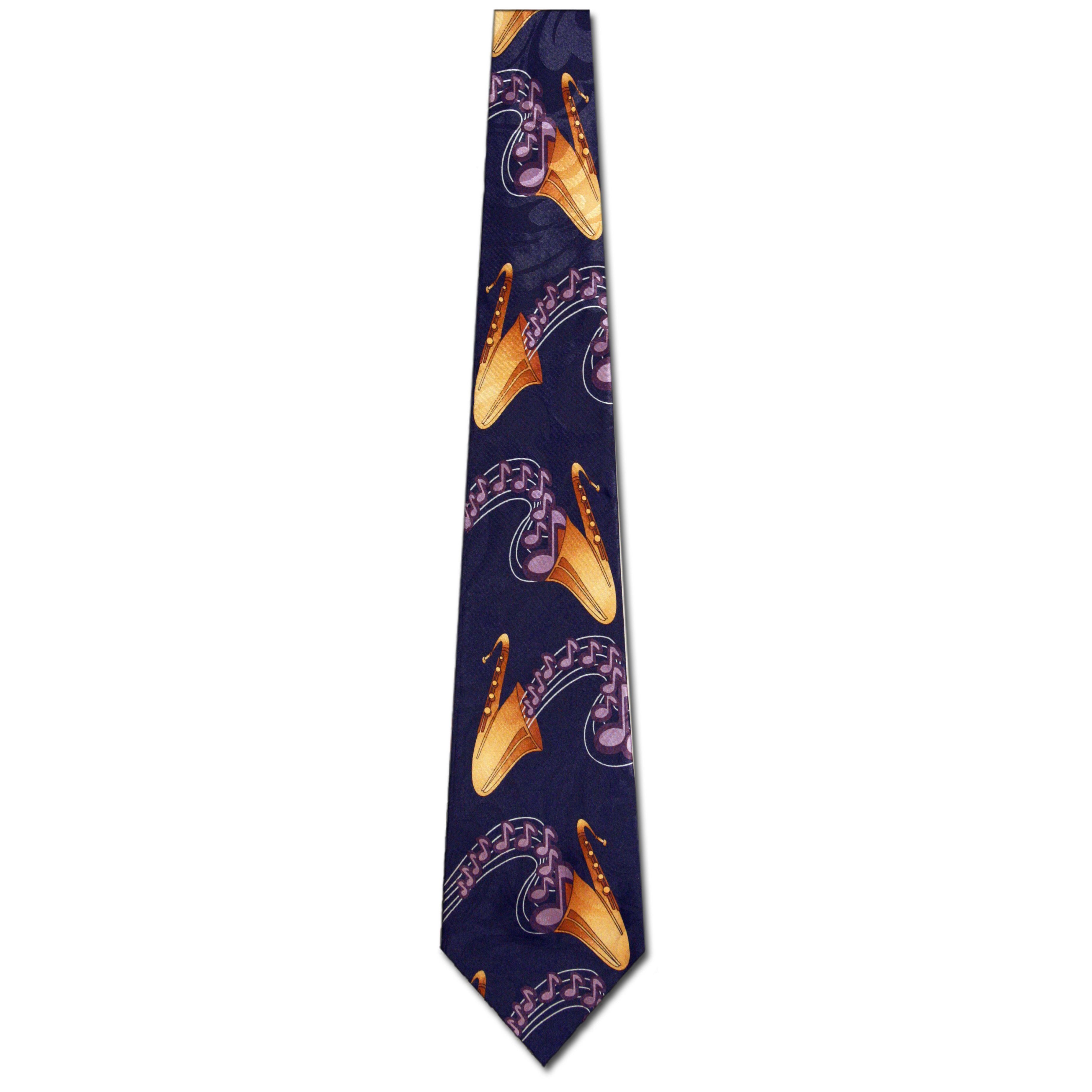 2443-102: Saxophones Playing Music Tie Musical Notes Neckties Navy by Steven Harris at Abcties.com