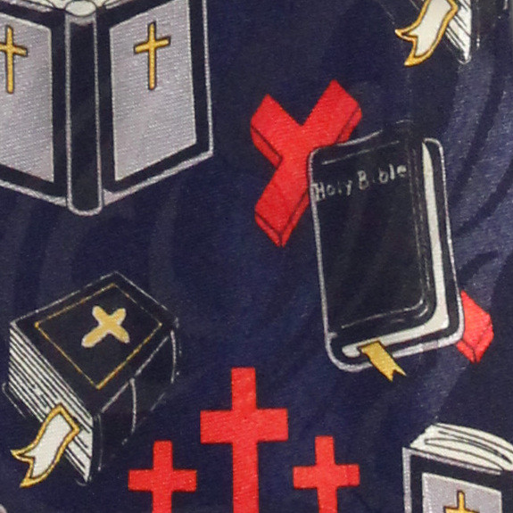 2450-102: Christian Icons Tie World Holy Bible Three Crosses Neckties Navy by Steven Harris at Abcties.com