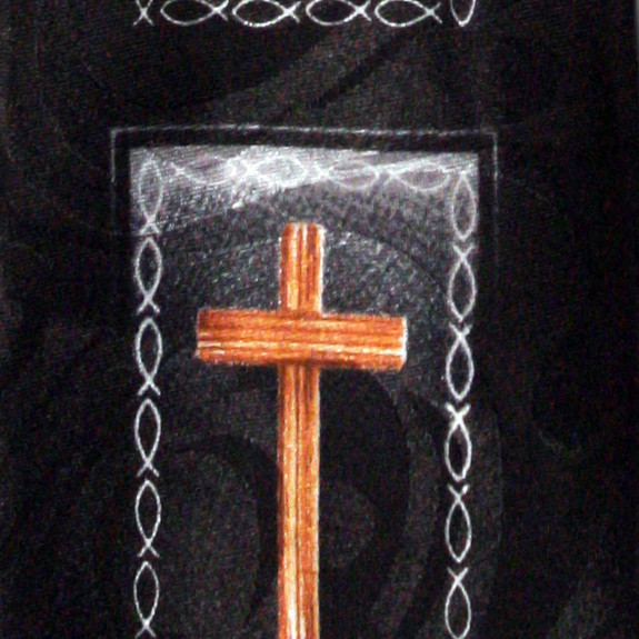 2451-100: Cross Fish Panels Ties Jesus Ichthys Neckties Black by Steven Harris at Abcties.com