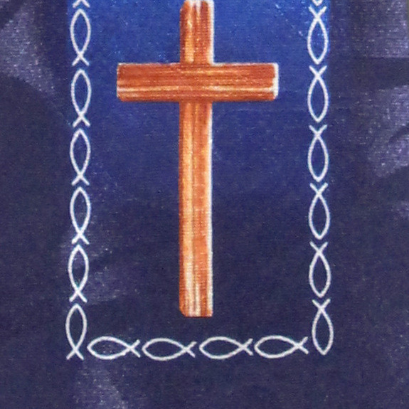 2451-102: Cross Fish Panels Ties Jesus Ichthys Neckties Navy by Steven Harris at Abcties.com