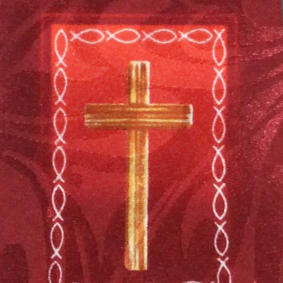 2451-104: Cross Fish Panels Ties Jesus Ichthys Neckties Red by Steven Harris at Abcties.com