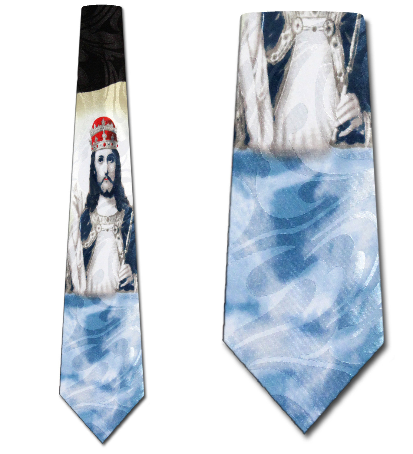 2452-100: Jesus Crown Tie King of Kings Neckties Black by Steven Harris at Abcties.com