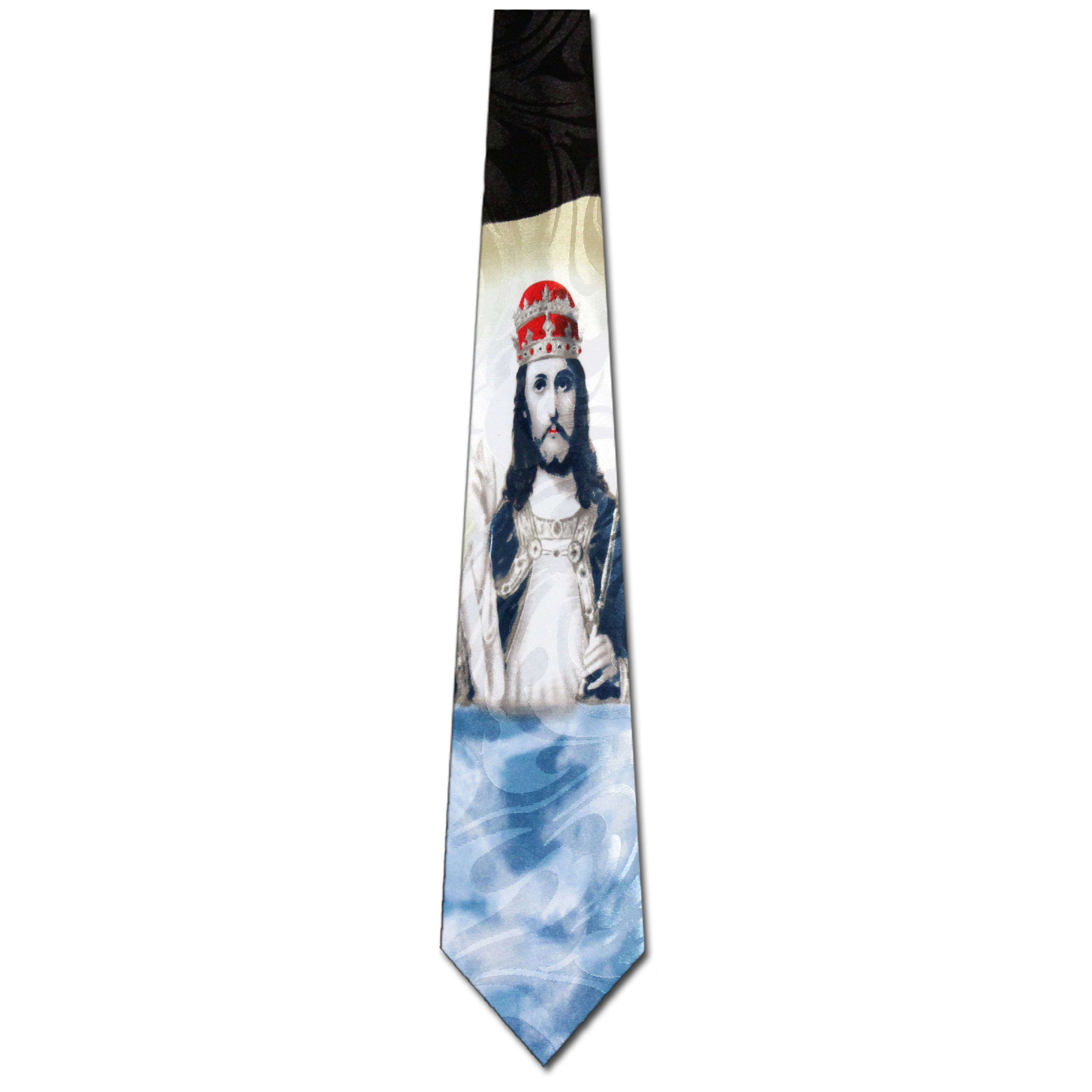 2452-100: Jesus Crown Tie King of Kings Neckties Black by Steven Harris at Abcties.com