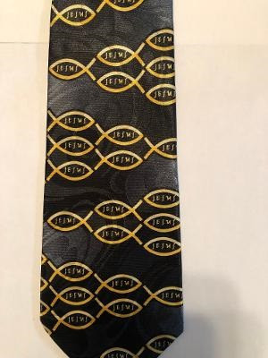 2456-100: Alternating Jesus Fish Ties Ichthys Neckties Black by Steven Harris