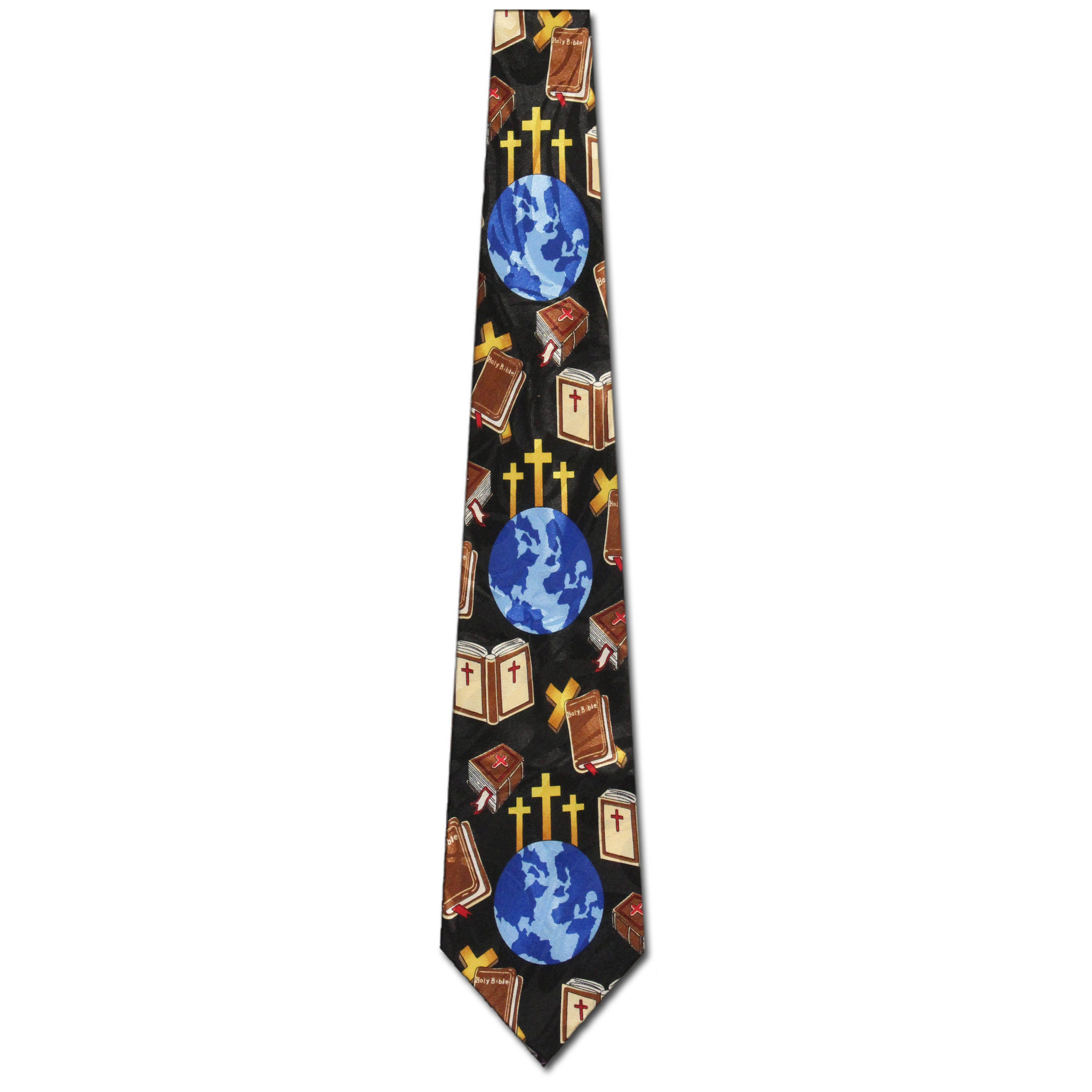 2458-100: Bibles Tie Crosses Neckties Black by Steven Harris at Abcties.com
