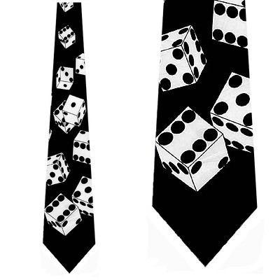 246-102: Dice Ties Allover Rolling Die Neckties Black by Steven Harris