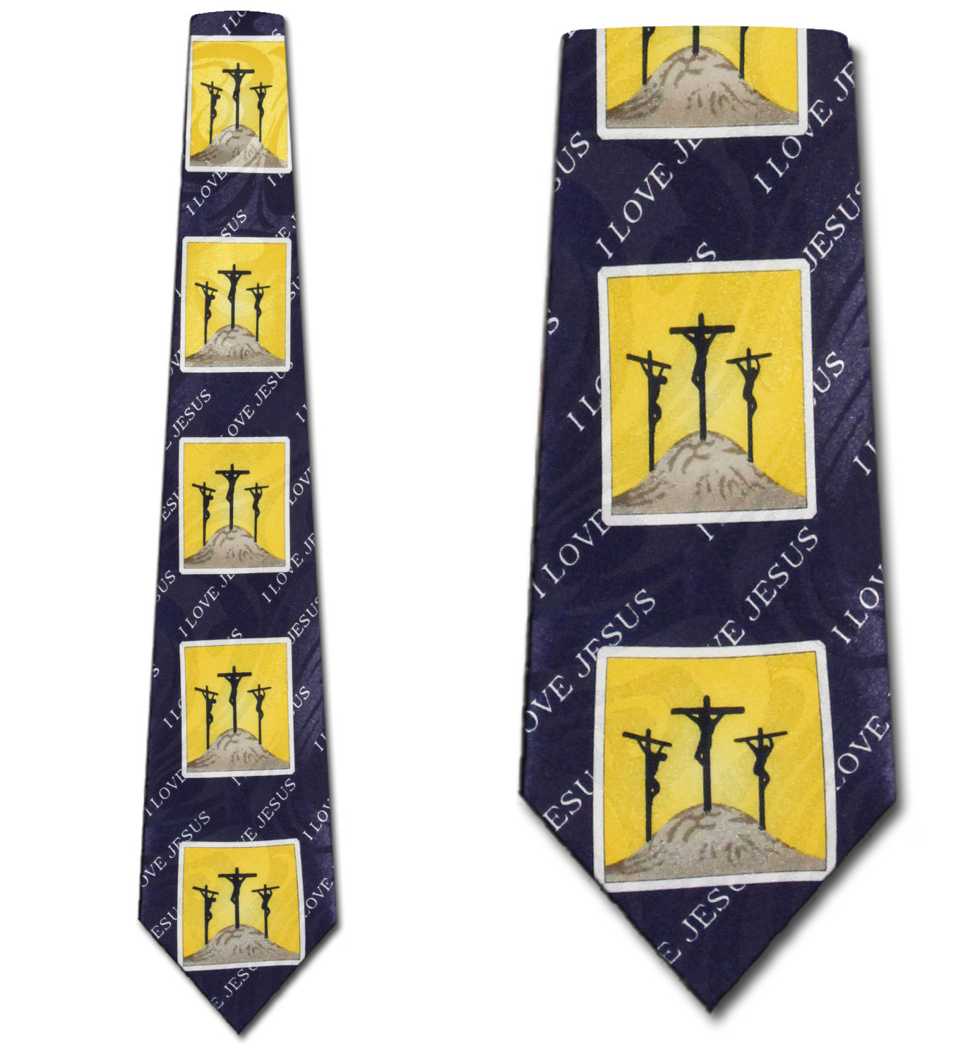2460-102: I love Jesus Crosses Ties Block Religious Neckties Navy by Steven Harris at Abcties.com