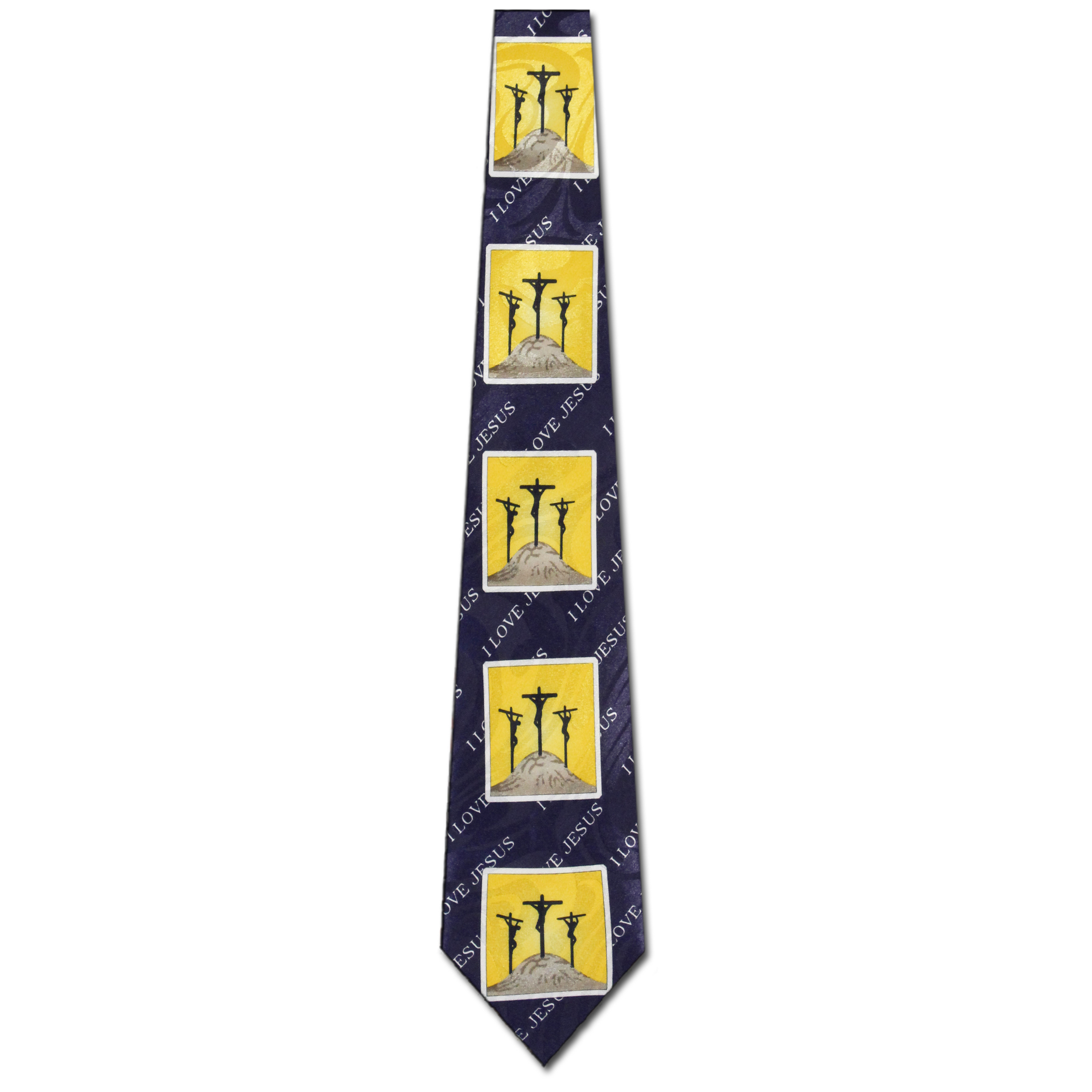2460-102: I love Jesus Crosses Ties Block Religious Neckties Navy by Steven Harris at Abcties.com