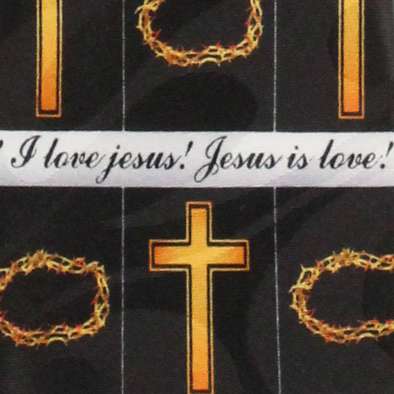 2467-100: Jesus is Love Tie Cross Crown of Thorns Neckties Black by Steven Harris at Abcties.com