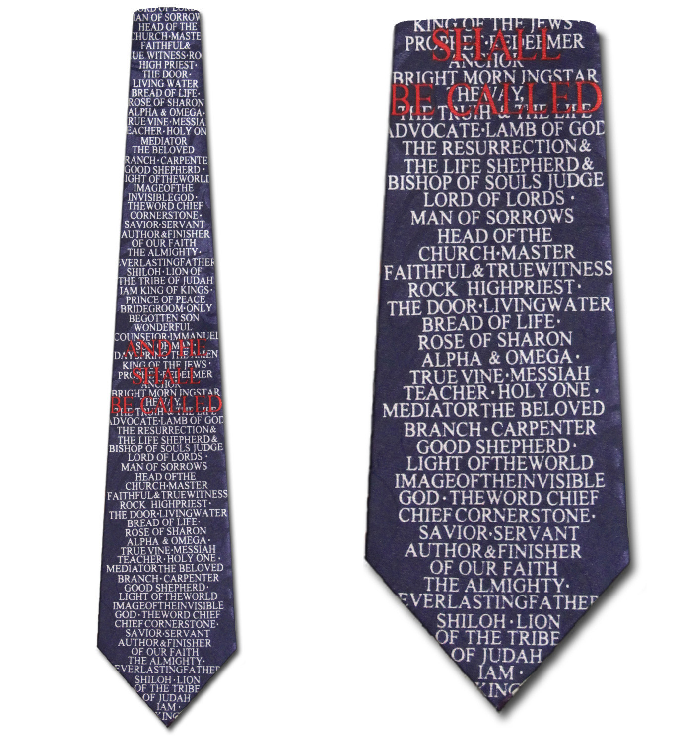 2468-102: And he shall be called Ties Inspirational Religious Neckties Navy by Steven Harris at Abcties.com