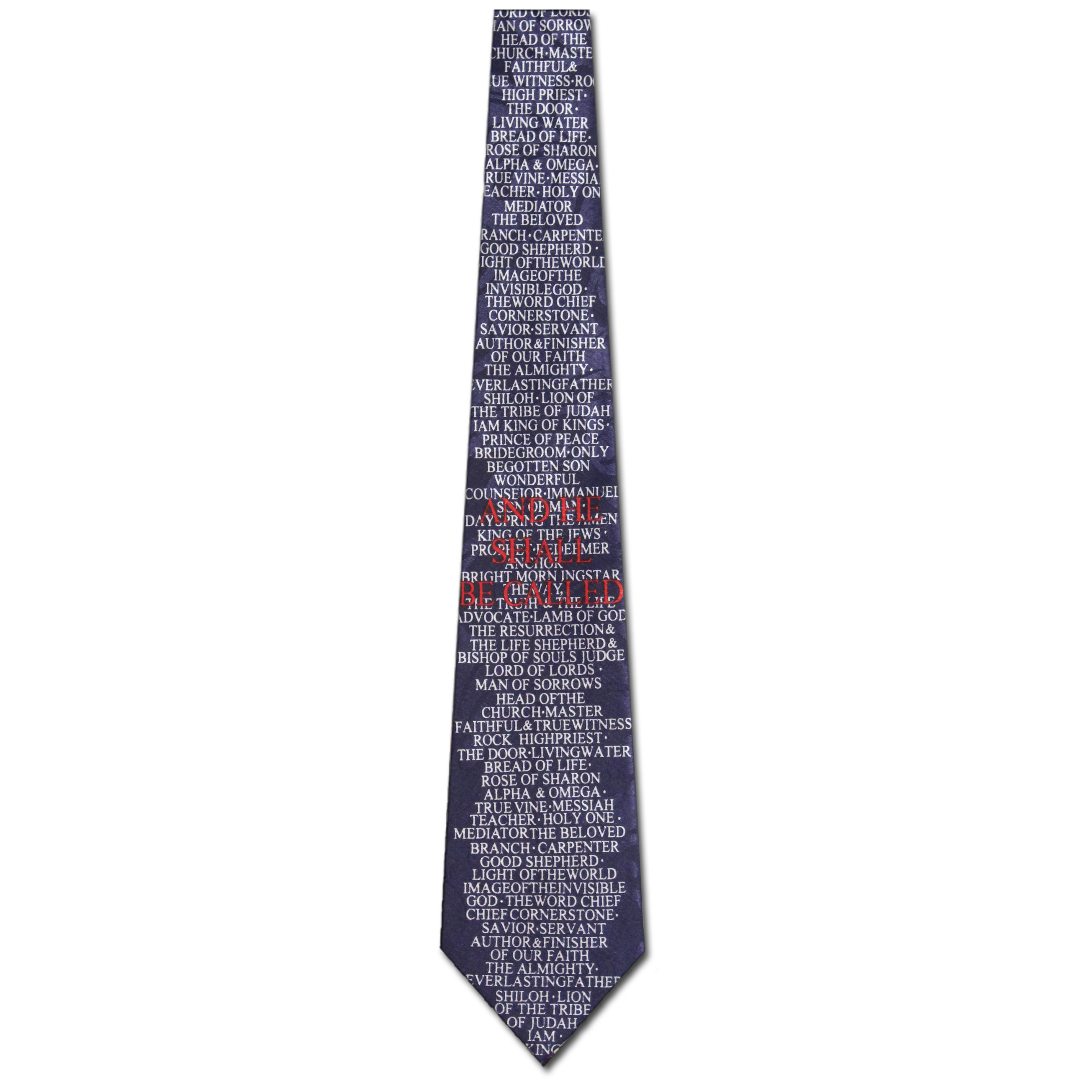 2468-102: And he shall be called Ties Inspirational Religious Neckties Navy by Steven Harris at Abcties.com