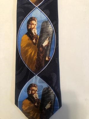 2471-102: Moses with Tablets Tie Ten Commandments Neckties Navy by Steven Harris at Abcties.com
